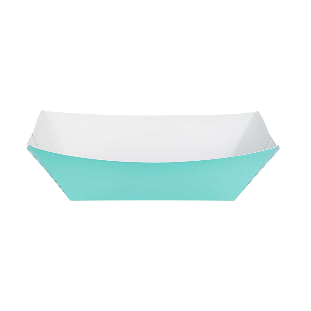 Bio Tek 1 lb Turquoise Paper #100 Food Tray / Boat - 5 1/2" x 3 1/2" x 2" - 50 count box