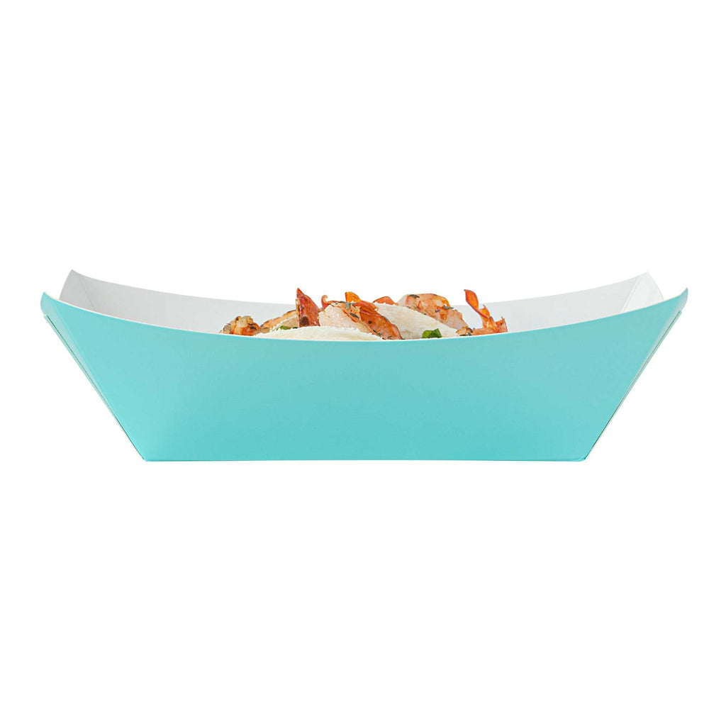 Bio Tek 1 lb Turquoise Paper #100 Food Tray / Boat - 5 1/2" x 3 1/2" x 2" - 200 count box