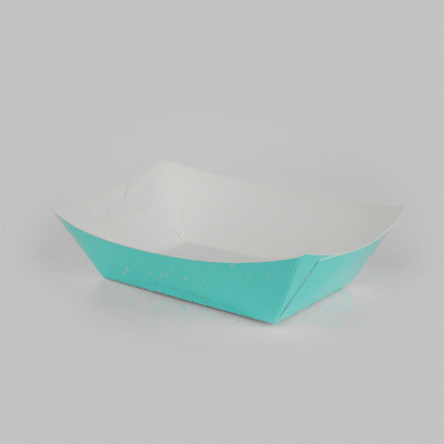 Bio Tek 1 lb Turquoise Paper #100 Food Tray / Boat - 5 1/2" x 3 1/2" x 2" - 200 count box