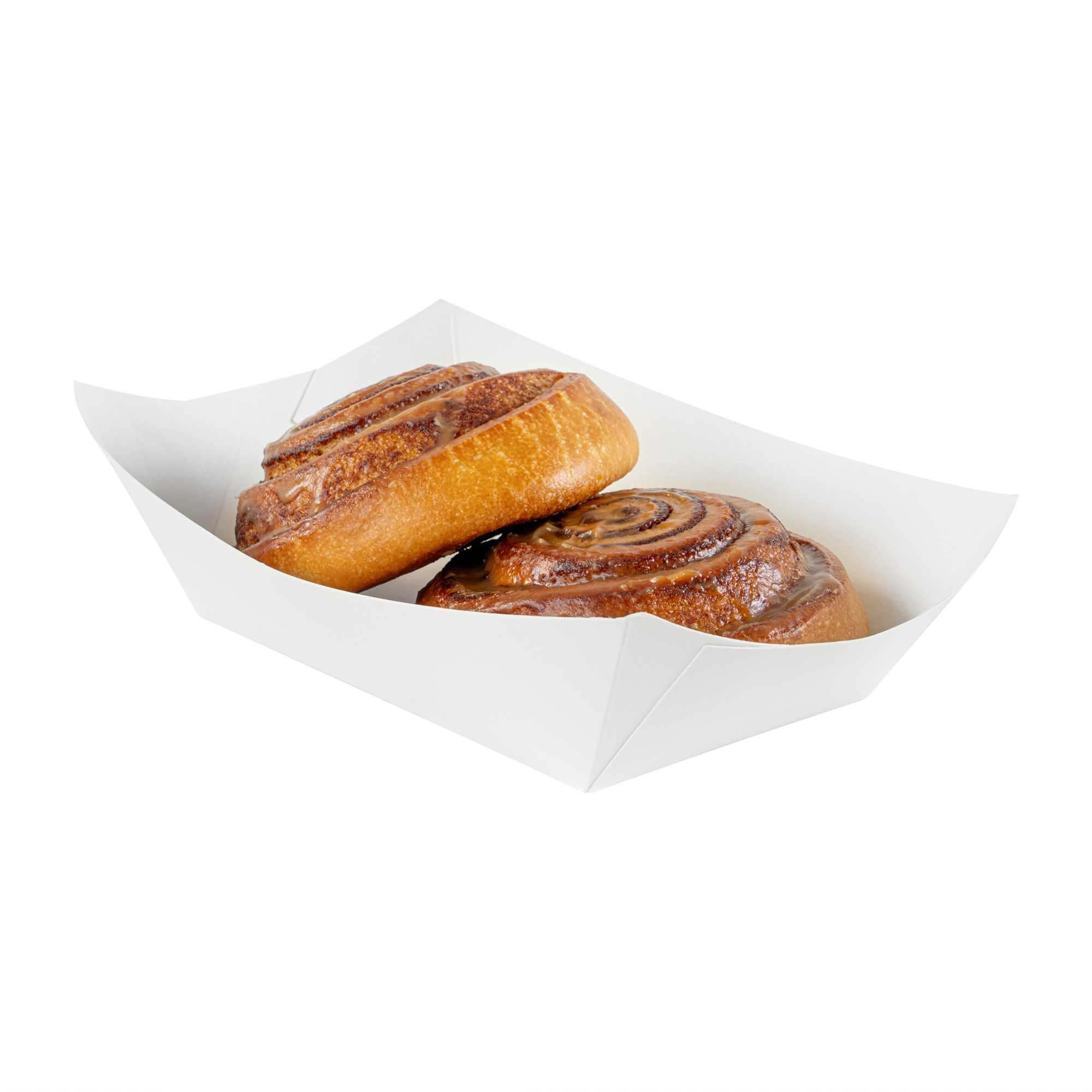 Bio Tek 1 lb White Paper #100 Food Tray / Boat - 5 1/2" x 3 1/2" x 2" - 200 count box