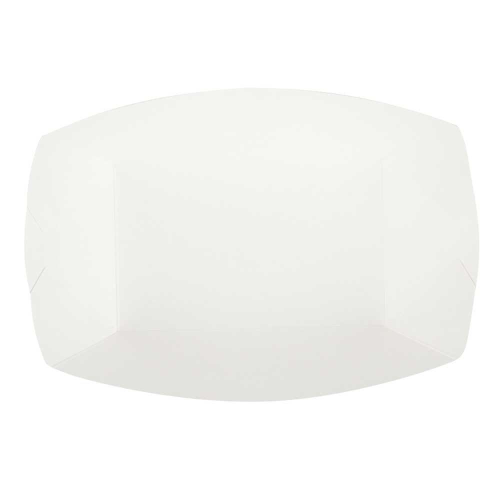 Bio Tek 1 lb White Paper #100 Food Tray / Boat - 5 1/2" x 3 1/2" x 2" - 50 count box