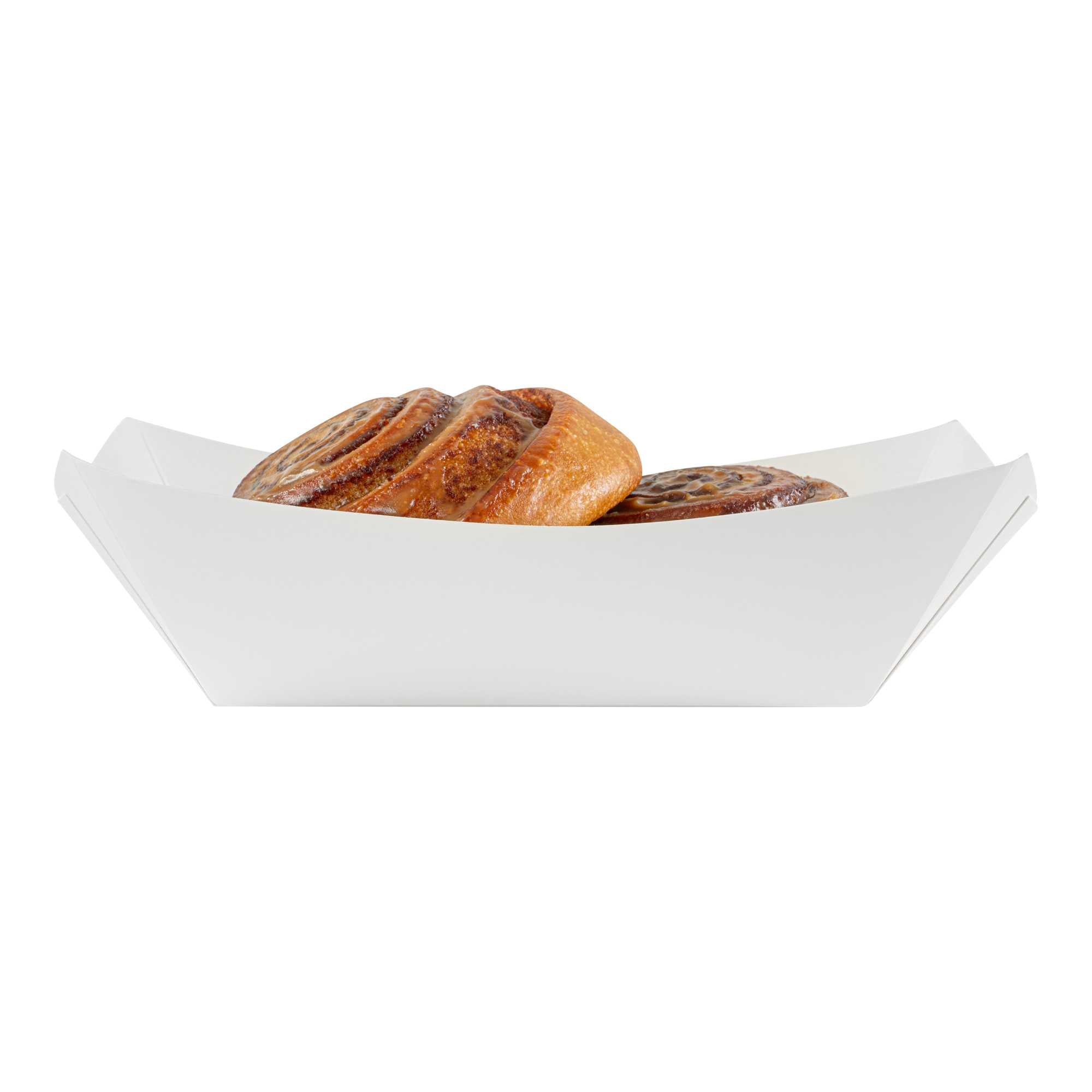 Bio Tek 1 lb White Paper #100 Food Tray / Boat - 5 1/2" x 3 1/2" x 2" - 200 count box