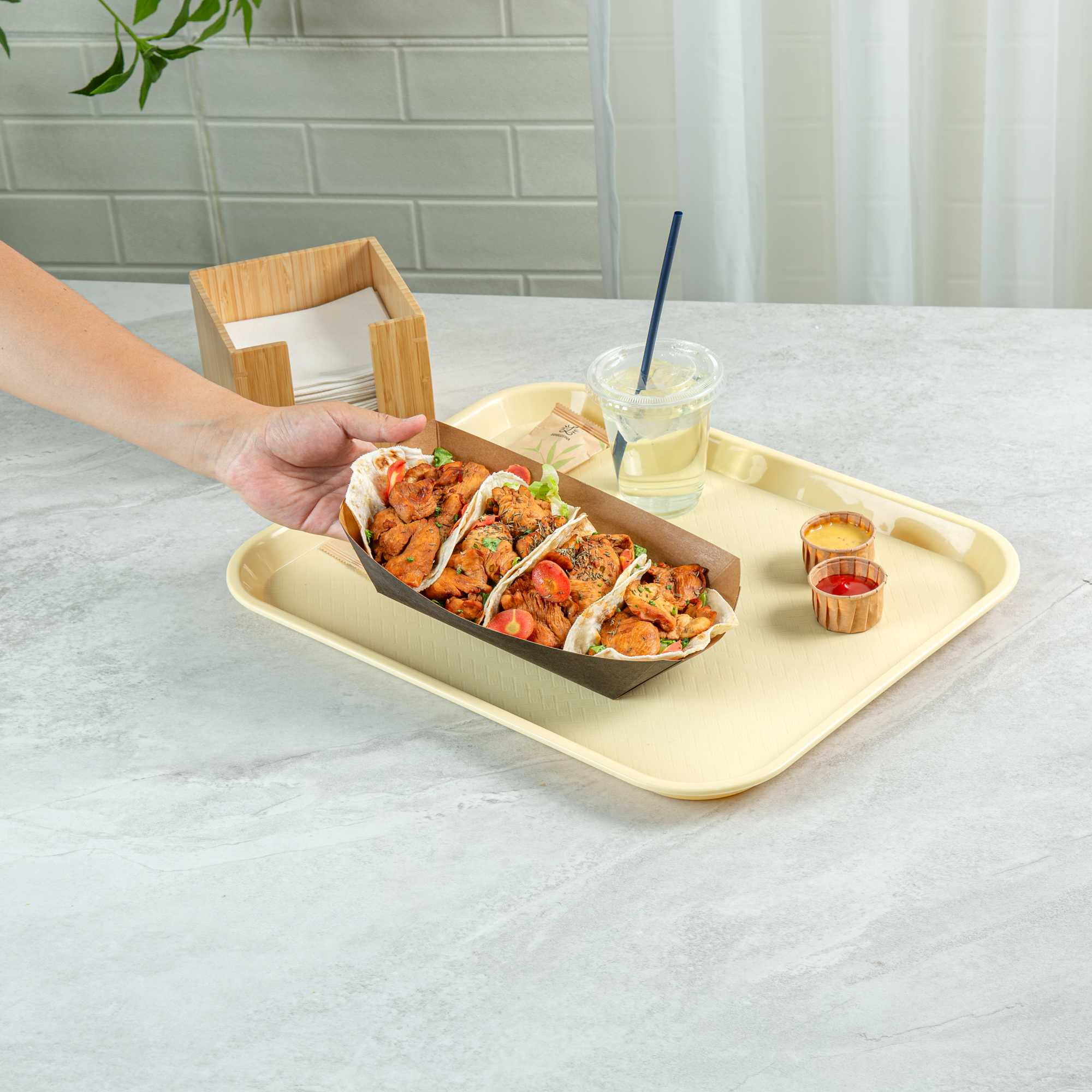 Bio Tek 2 lb Black Paper #200 Food Tray / Boat - 6 1/2" x 3 3/4" x 2 1/4" - 50 count box