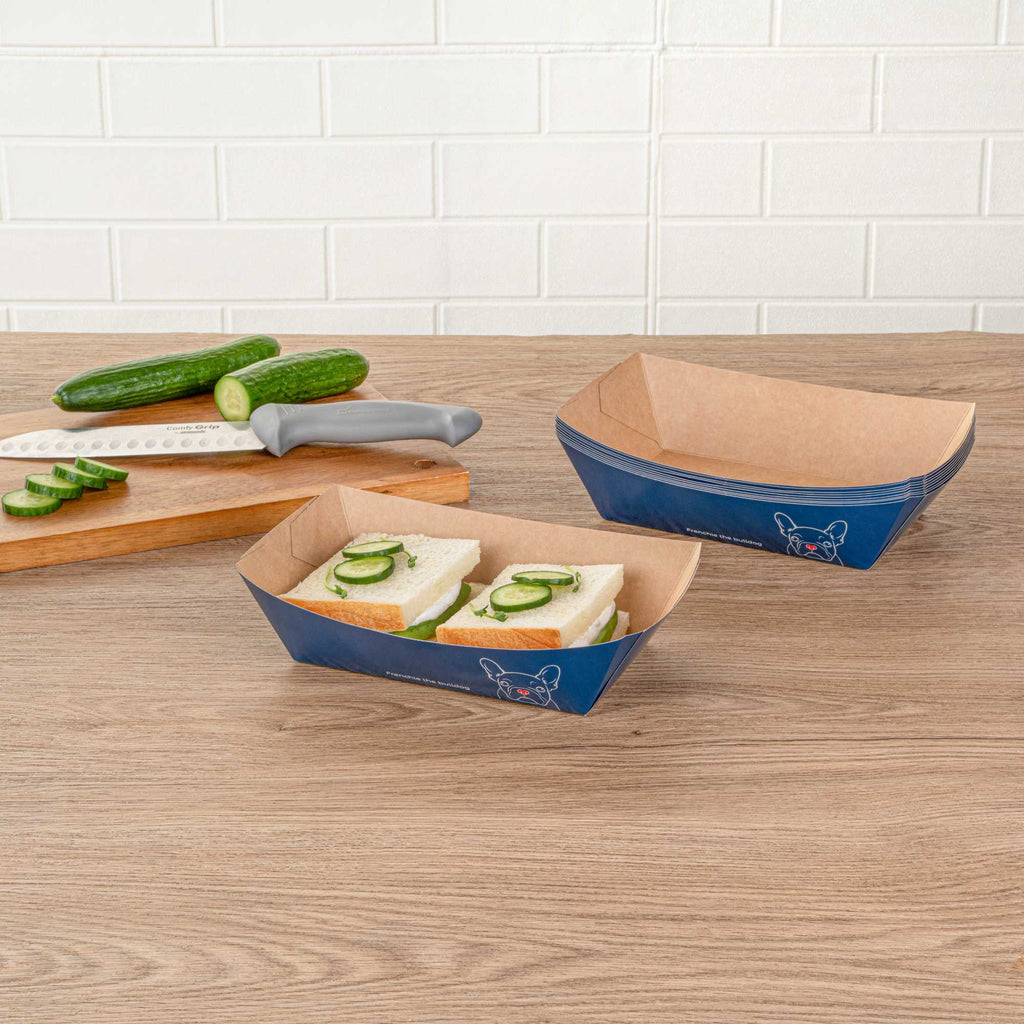 Bio Tek 2 lb Frenchie Paper #200 Food Tray / Boat - 6 1/2" x 3 3/4" x 2 1/4" - 200 count box