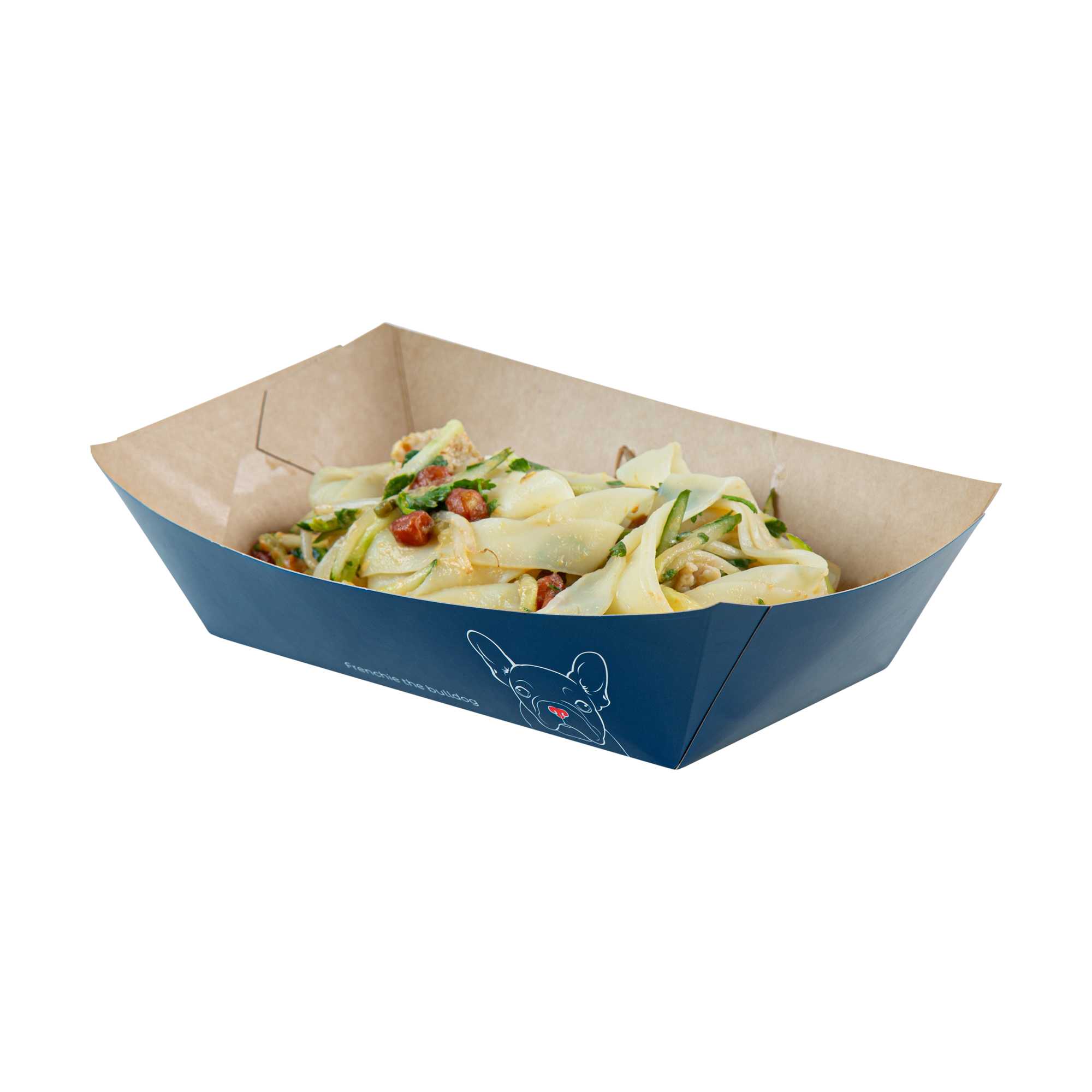 Bio Tek 2 lb Frenchie Paper #200 Food Tray / Boat - 6 1/2" x 3 3/4" x 2 1/4" - 50 count box