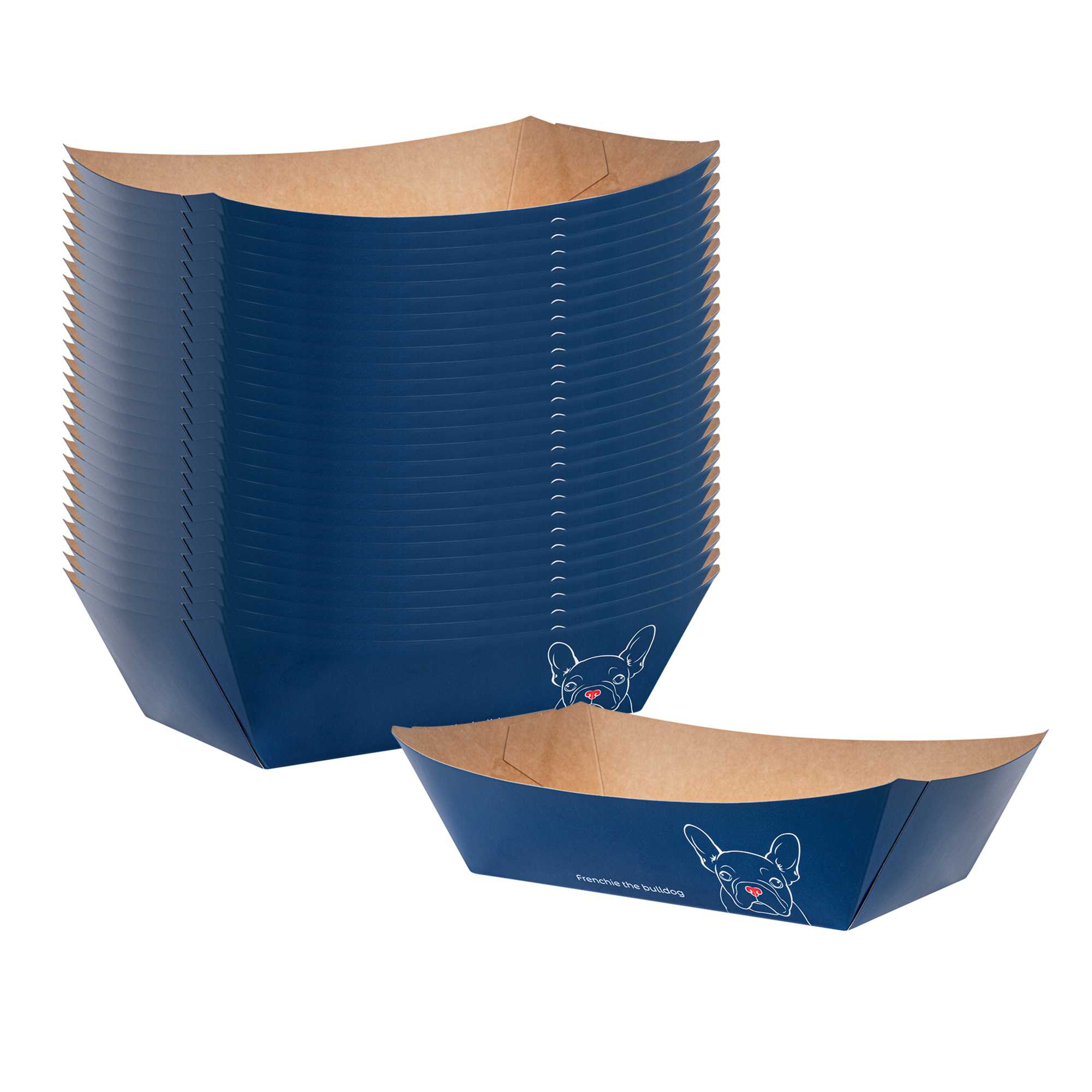 Bio Tek 2 lb Frenchie Paper #200 Food Tray / Boat - 6 1/2" x 3 3/4" x 2 1/4" - 50 count box