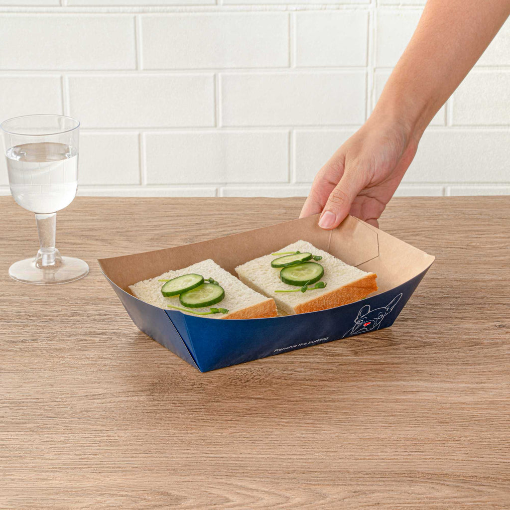 Bio Tek 2 lb Frenchie Paper #200 Food Tray / Boat - 6 1/2" x 3 3/4" x 2 1/4" - 200 count box
