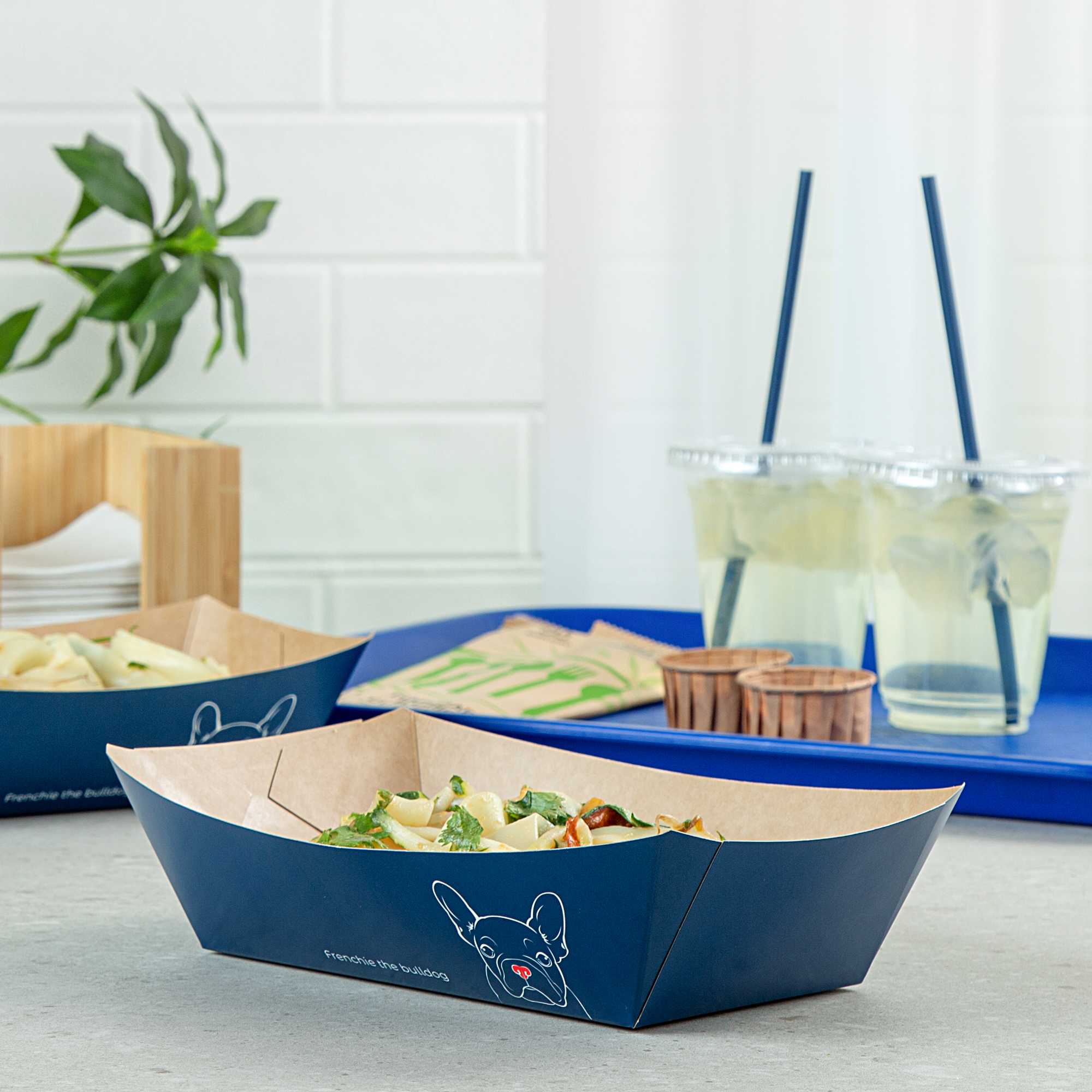 Bio Tek 2 lb Frenchie Paper #200 Food Tray / Boat - 6 1/2" x 3 3/4" x 2 1/4" - 200 count box
