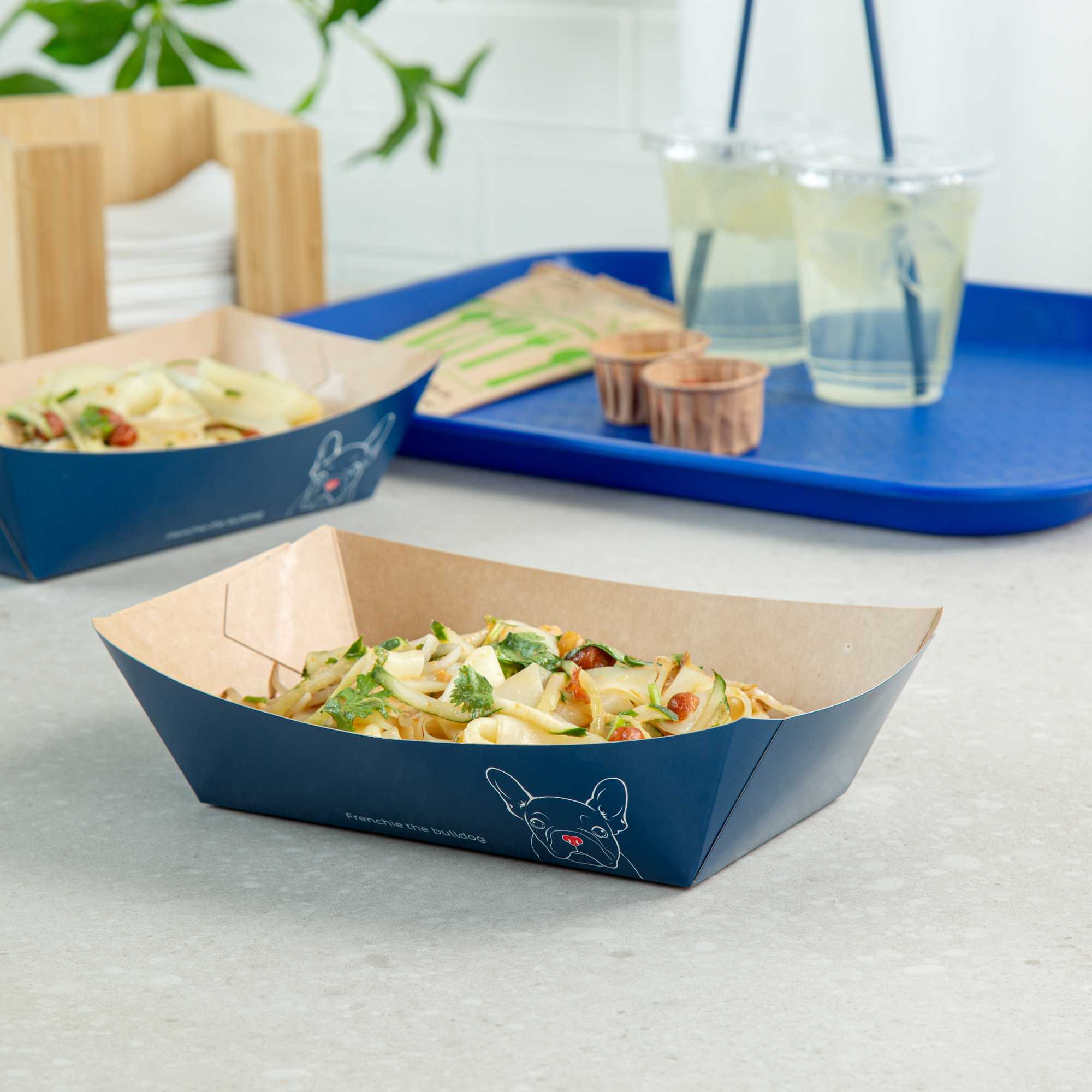 Bio Tek 2 lb Frenchie Paper #200 Food Tray / Boat - 6 1/2" x 3 3/4" x 2 1/4" - 200 count box
