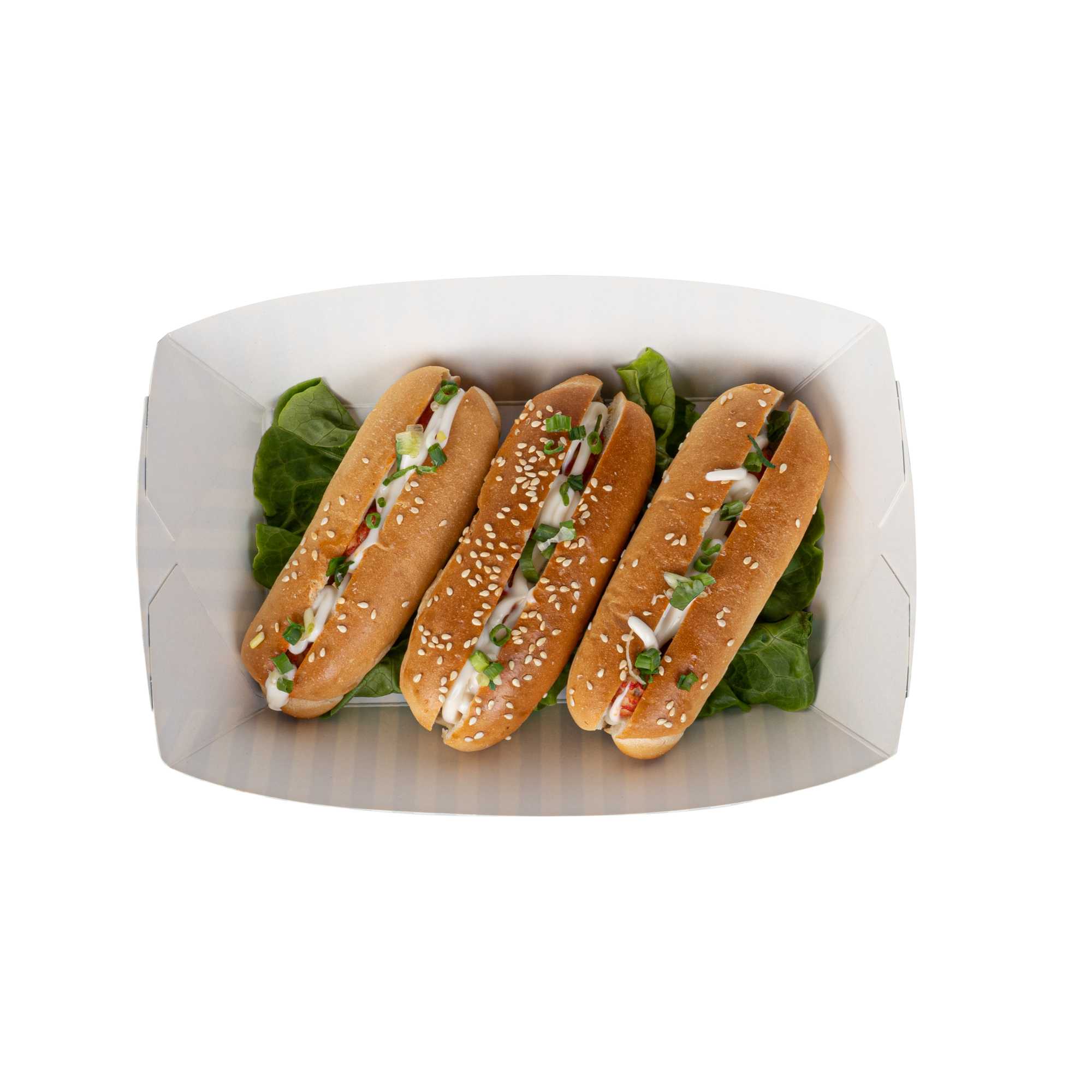 Bio Tek 2 lb Blue and White Stripe Paper #200 Food Tray / Boat - 6 1/2" x 3 3/4" x 2 1/4" - 50 count box