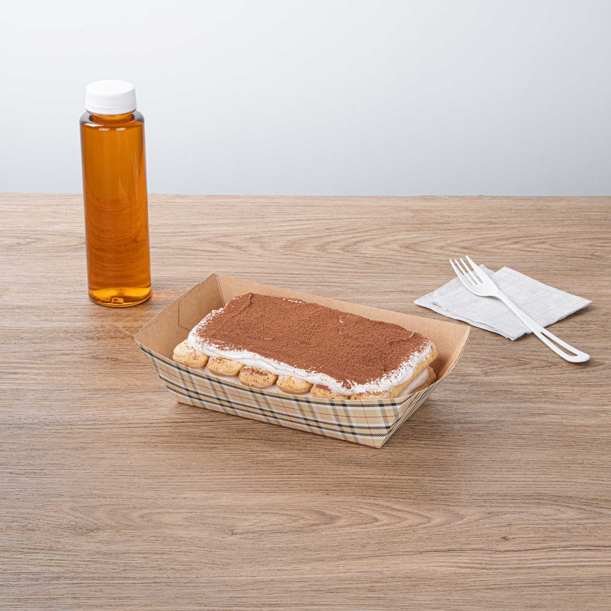 Bio Tek 2 lb Plaid Paper #200 Food Tray / Boat - 6 1/2" x 3 3/4" x 2 1/4" - 200 count box