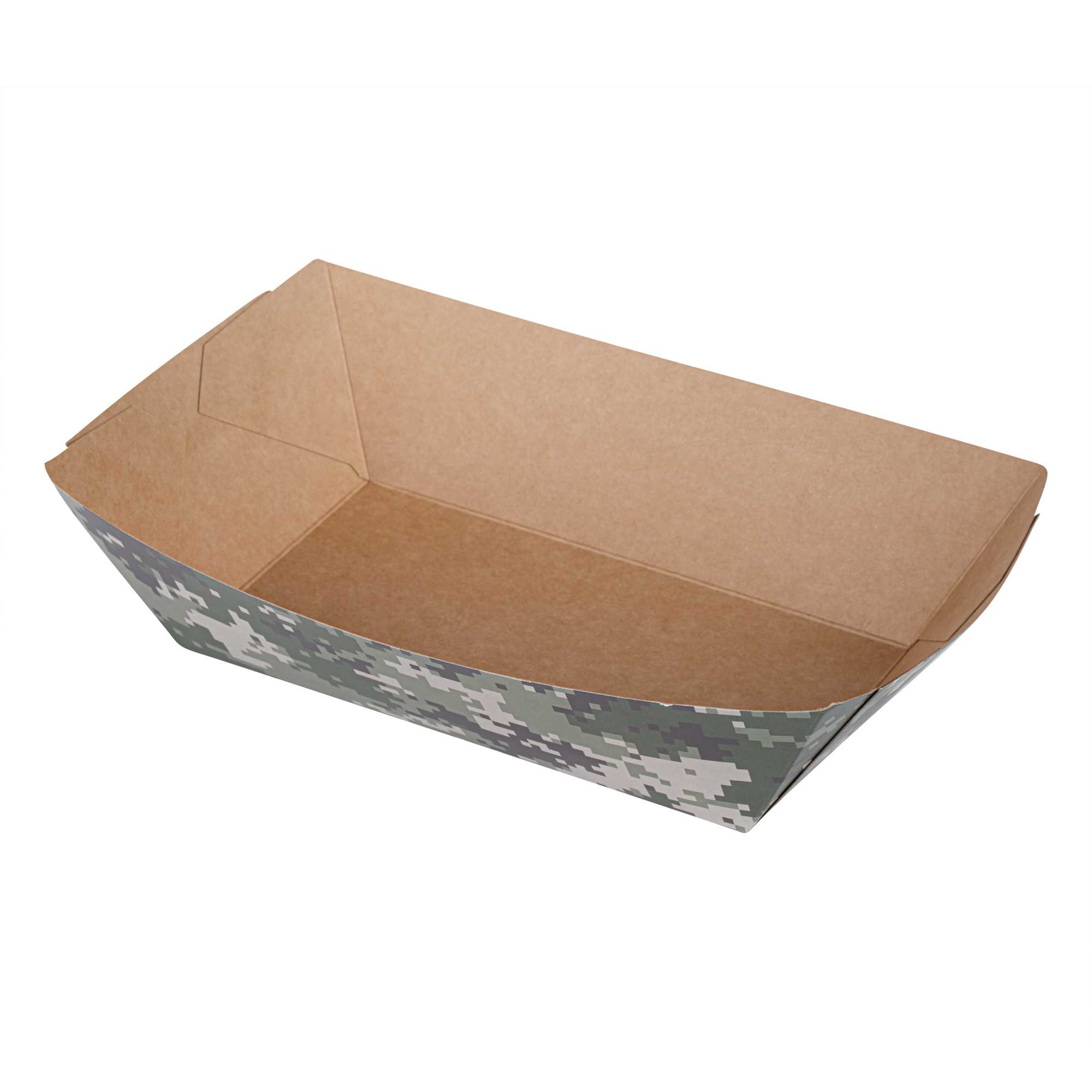 Bio Tek 2 lb Camouflage Paper #200 Food Tray / Boat - 6 1/2" x 3 3/4" x 2 1/4" - 50 count box