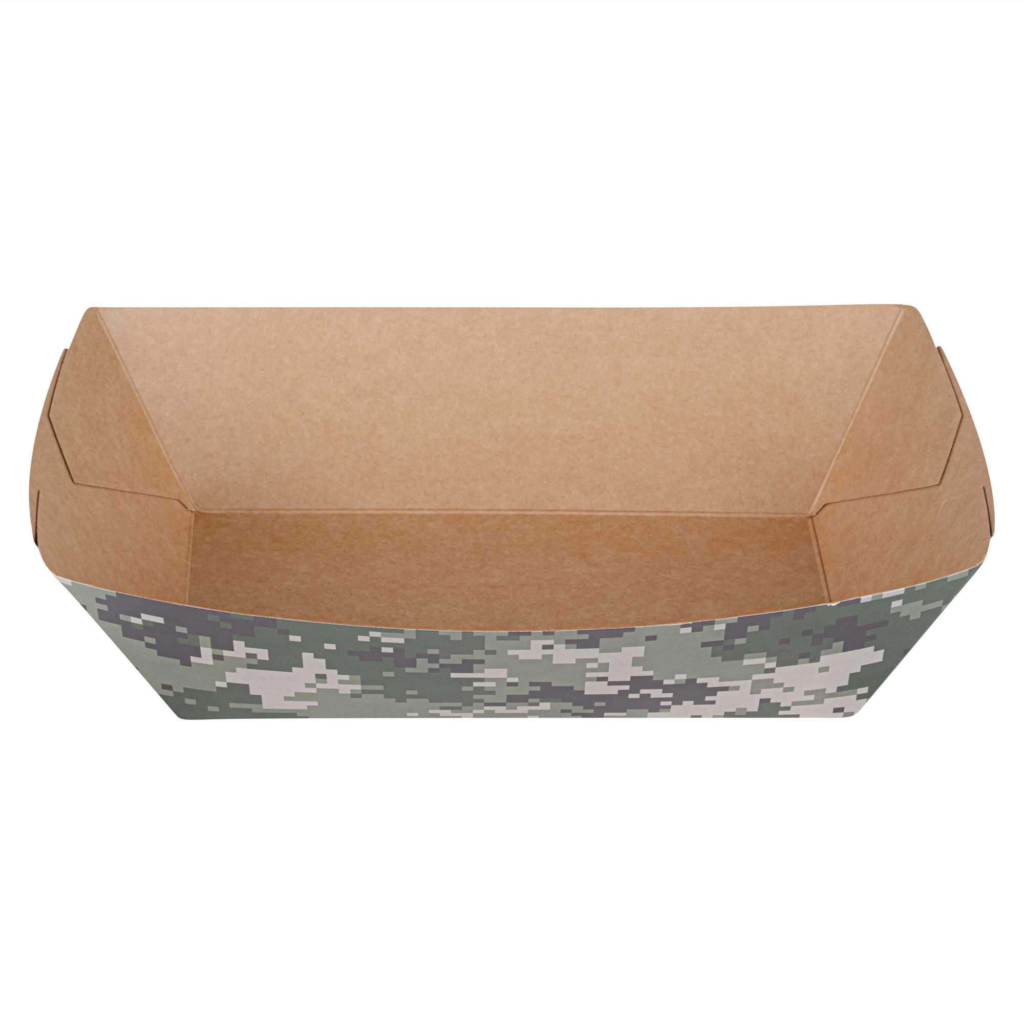 Bio Tek 2 lb Camouflage Paper #200 Food Tray / Boat - 6 1/2" x 3 3/4" x 2 1/4" - 50 count box