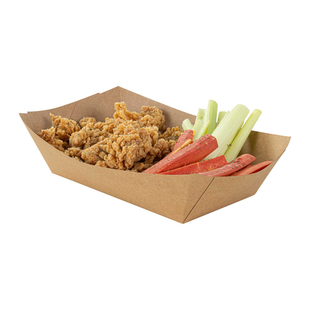 Bio Tek 2 lb Kraft Paper #200 Food Tray / Boat - 6 1/2" x 3 3/4" x 2 1/4" - 50 count box