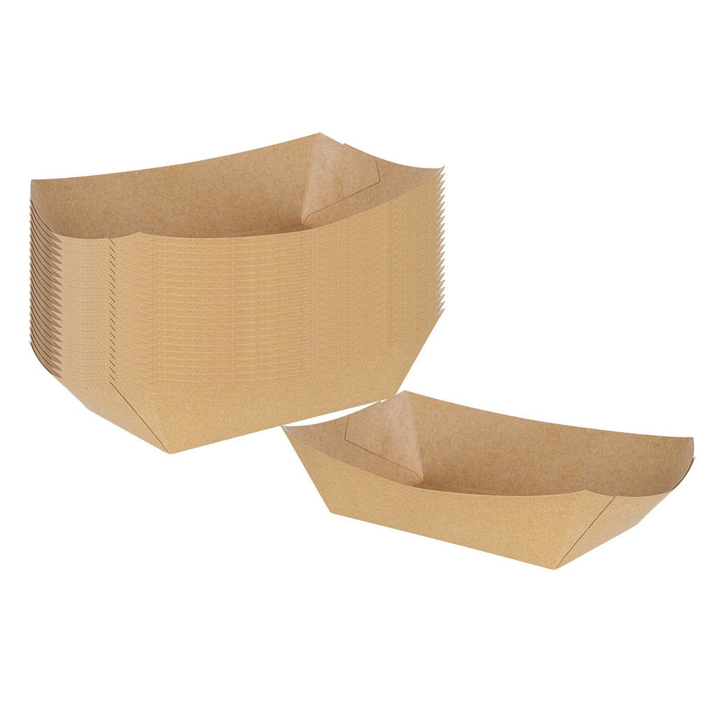 Bio Tek 2 lb Kraft Paper #200 Food Tray / Boat - 6 1/2" x 3 3/4" x 2 1/4" - 50 count box