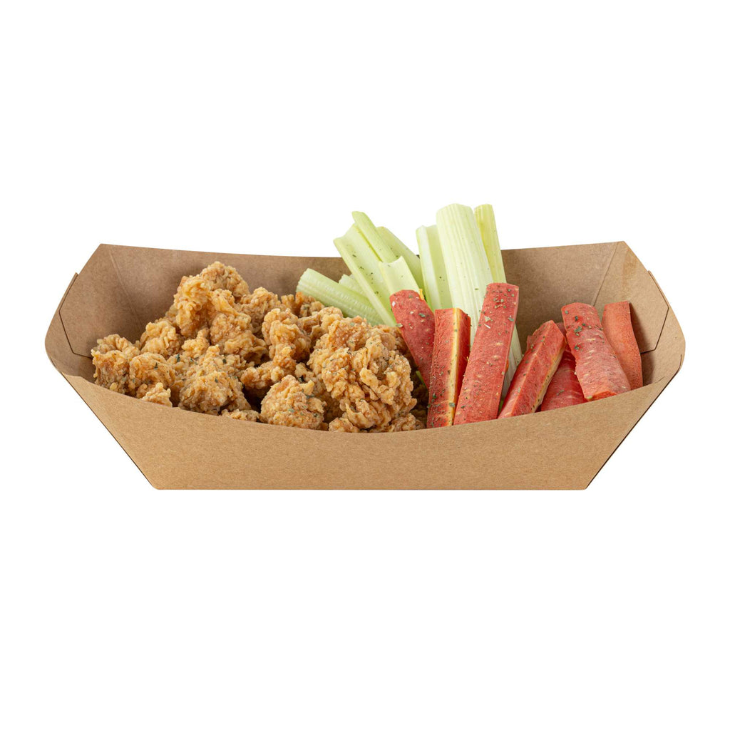 Bio Tek 2 lb Kraft Paper #200 Food Tray / Boat - 6 1/2" x 3 3/4" x 2 1/4" - 50 count box
