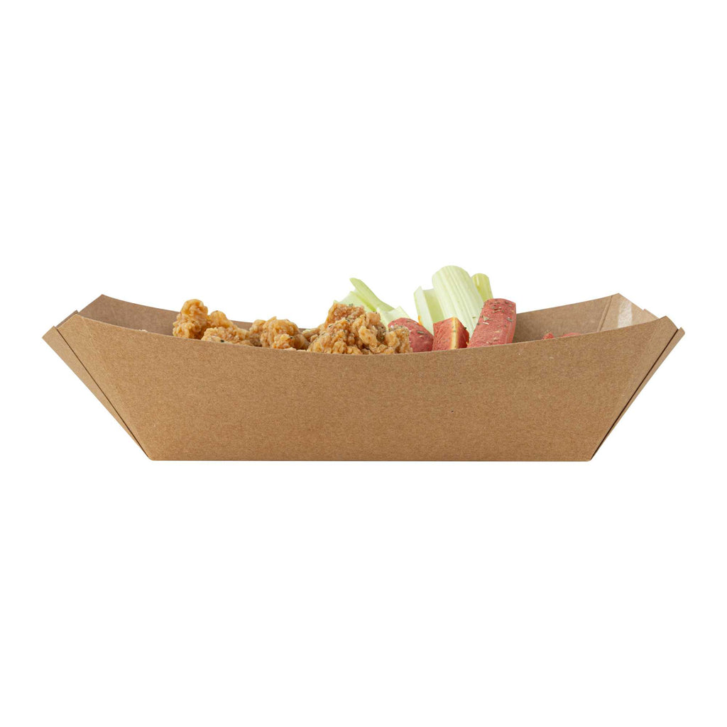 Bio Tek 2 lb Kraft Paper #200 Food Tray / Boat - 6 1/2" x 3 3/4" x 2 1/4" - 200 count box