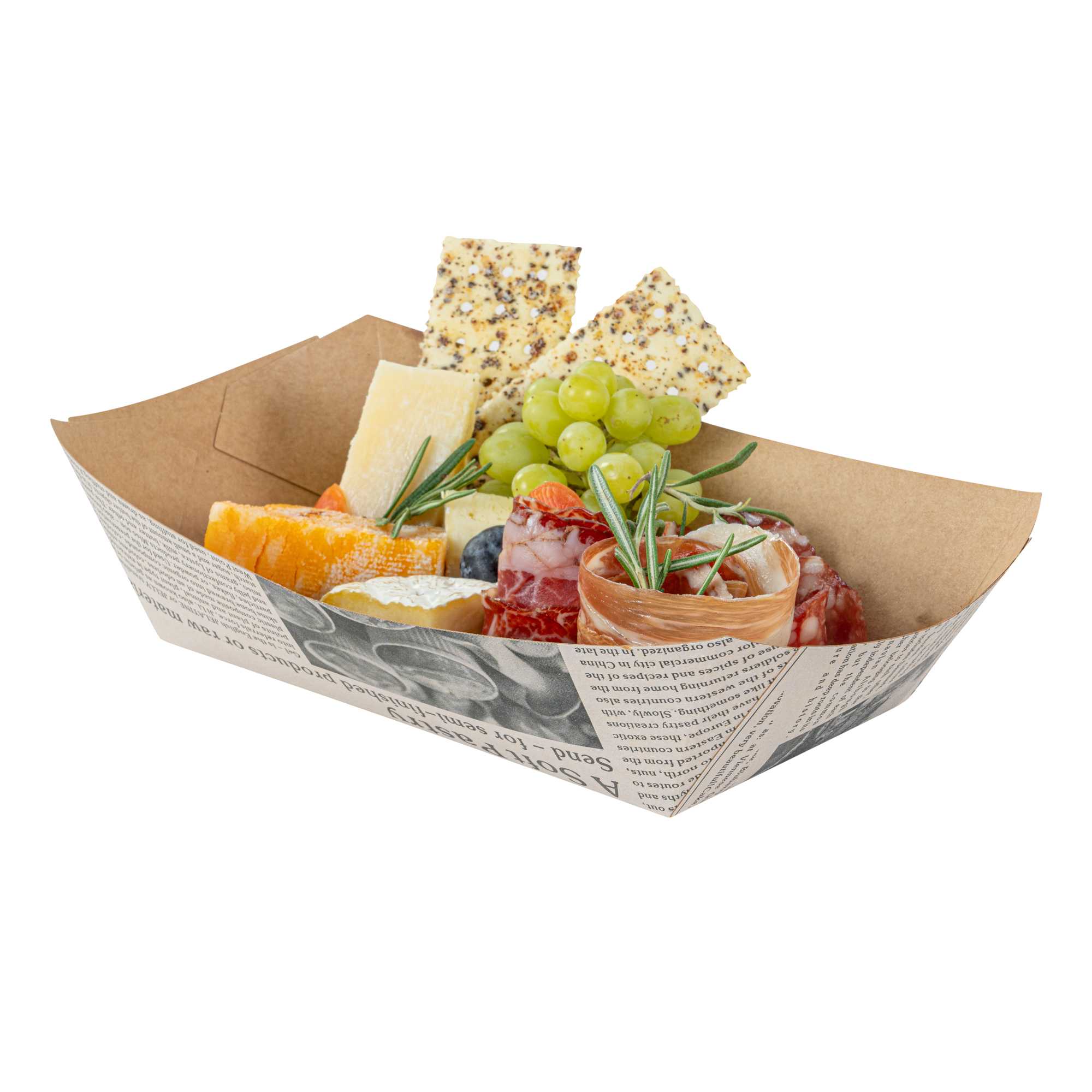 Bio Tek 2 lb Newsprint Paper #200 Food Tray / Boat - 6 1/2" x 3 3/4" x 2 1/4" - 50 count box