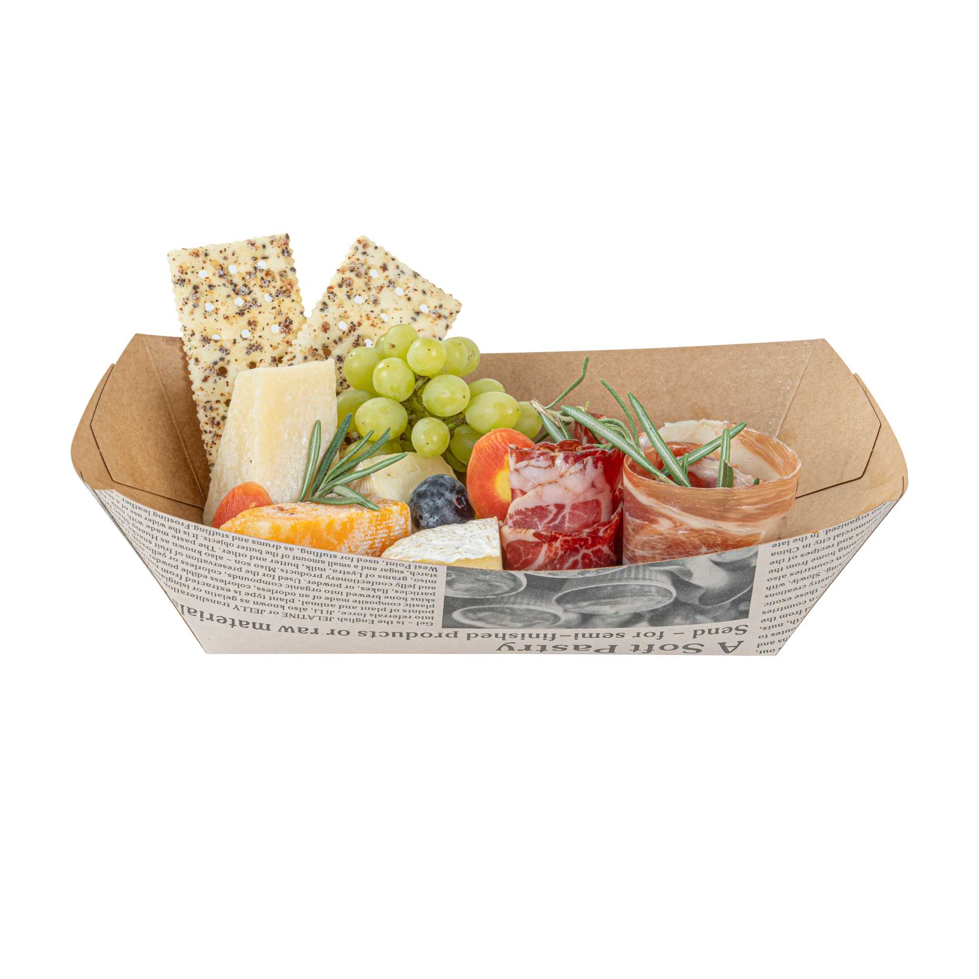 Bio Tek 2 lb Newsprint Paper #200 Food Tray / Boat - 6 1/2" x 3 3/4" x 2 1/4" - 50 count box