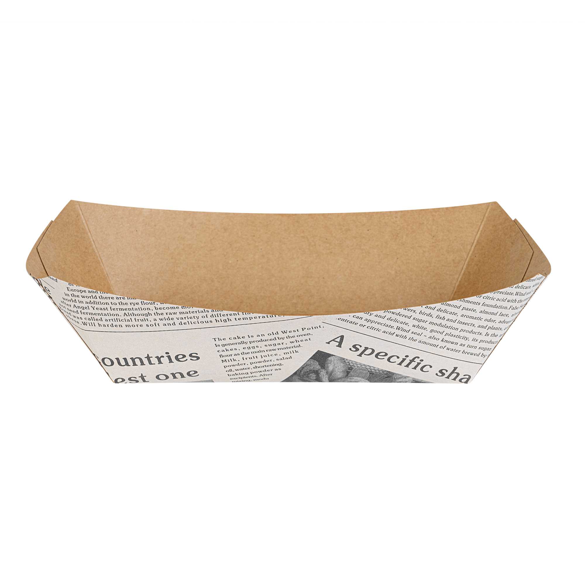 Bio Tek 2 lb Newsprint Paper #200 Food Tray / Boat - 6 1/2" x 3 3/4" x 2 1/4" - 50 count box