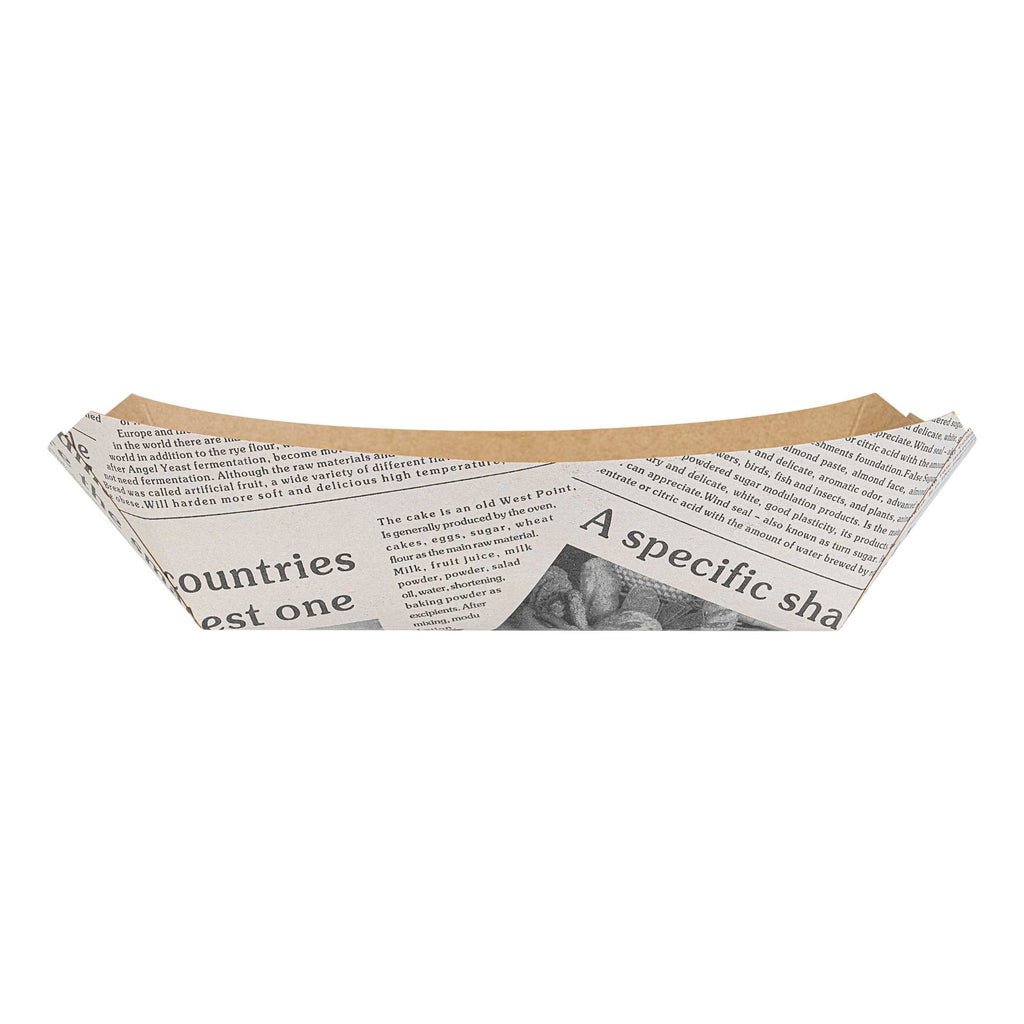 Bio Tek 2 lb Newsprint Paper #200 Food Tray / Boat - 6 1/2" x 3 3/4" x 2 1/4" - 50 count box