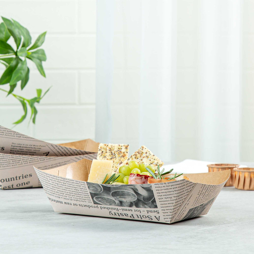 Bio Tek 2 lb Newsprint Paper #200 Food Tray / Boat - 6 1/2" x 3 3/4" x 2 1/4" - 50 count box