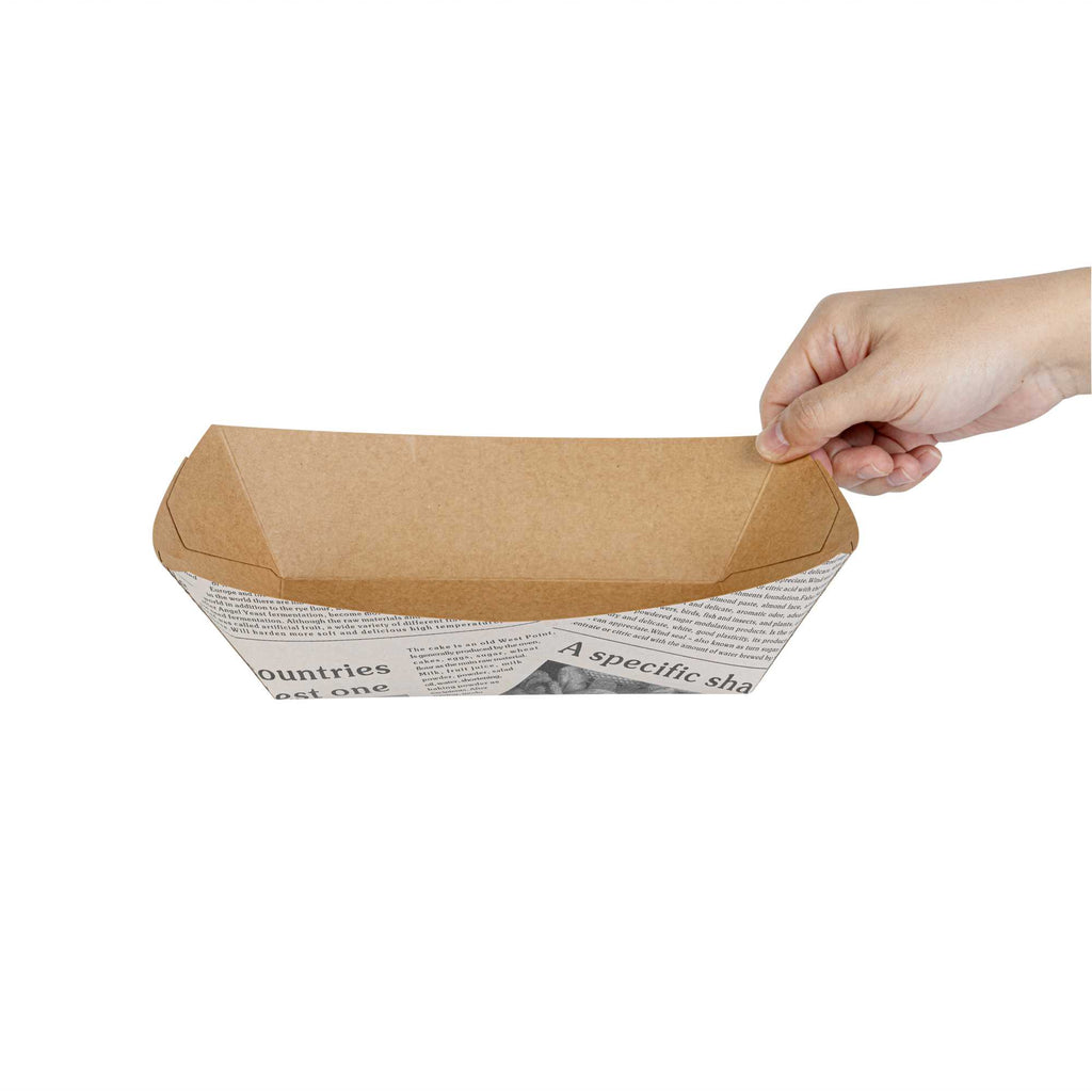 Bio Tek 2 lb Newsprint Paper #200 Food Tray / Boat - 6 1/2" x 3 3/4" x 2 1/4" - 200 count box