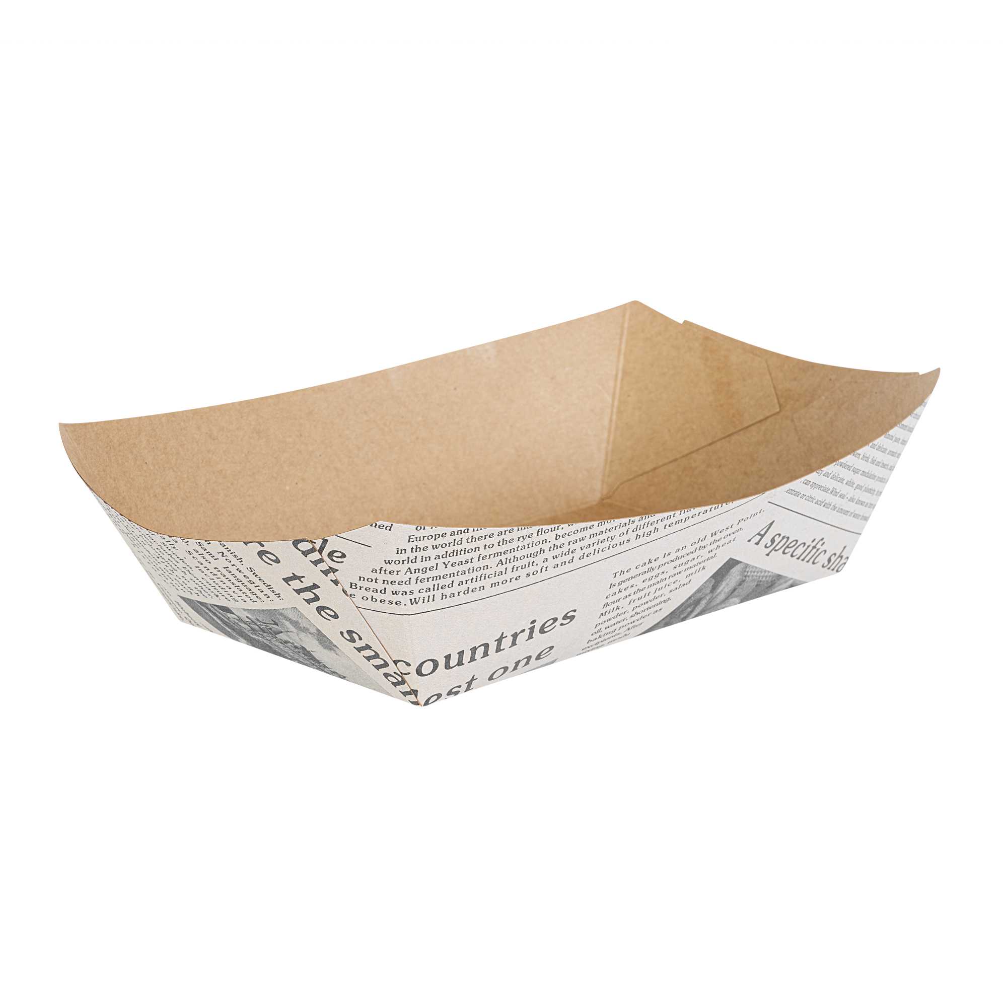 Bio Tek 2 lb Newsprint Paper #200 Food Tray / Boat - 6 1/2" x 3 3/4" x 2 1/4" - 200 count box