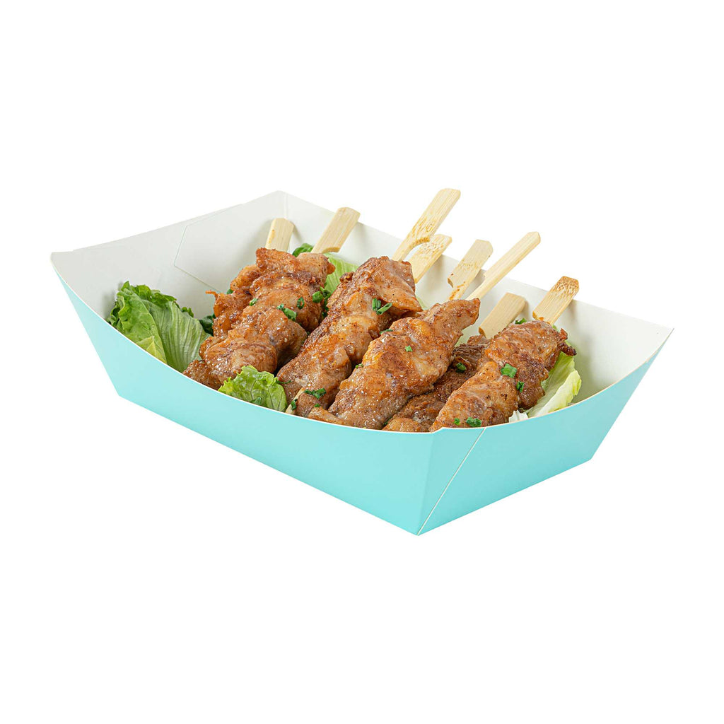 Bio Tek 2 lb Turquoise Paper #200 Food Tray / Boat - 6 1/2" x 3 3/4" x 2 1/4" - 200 count box