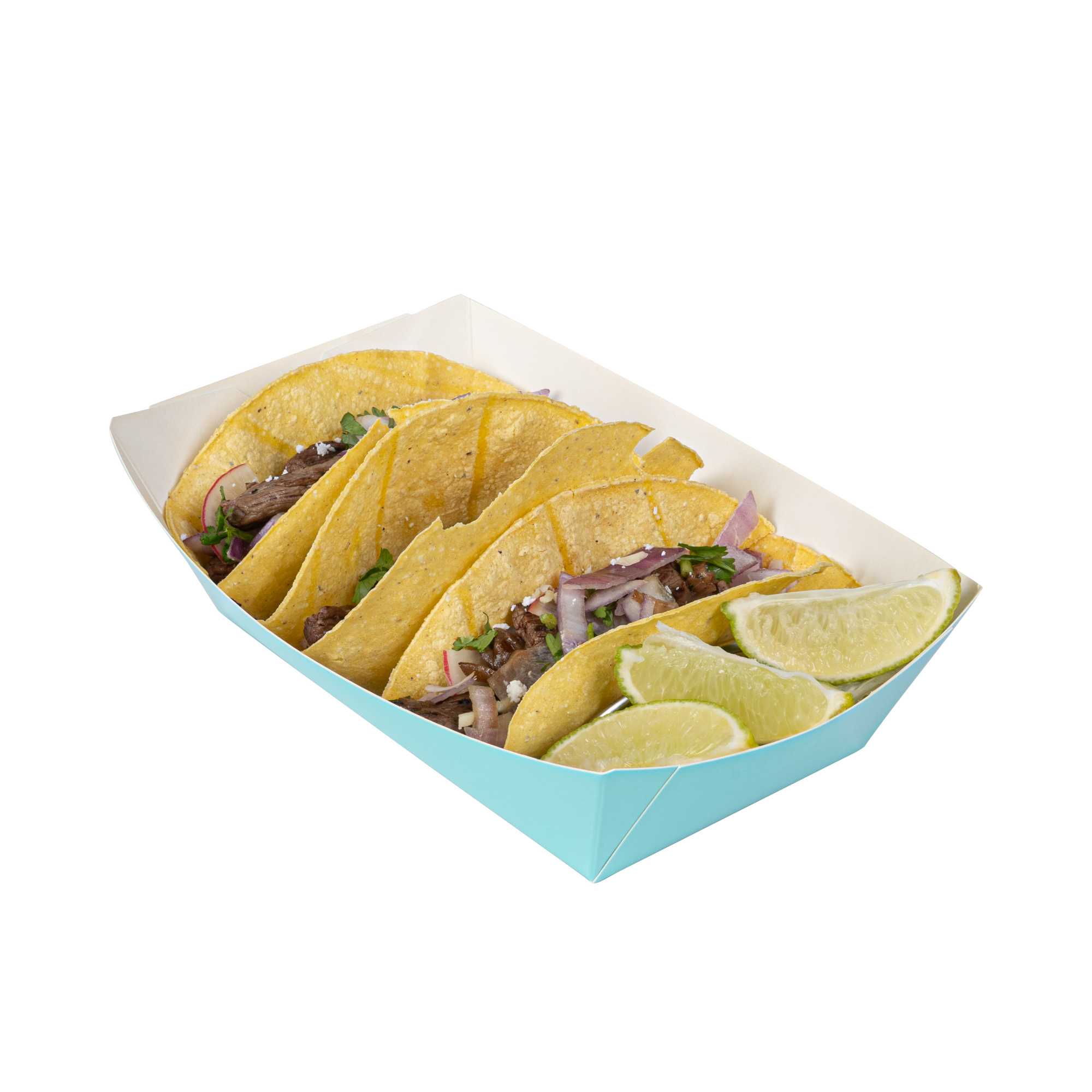 Bio Tek 2 lb Turquoise Paper #200 Food Tray / Boat - 6 1/2" x 3 3/4" x 2 1/4" - 200 count box