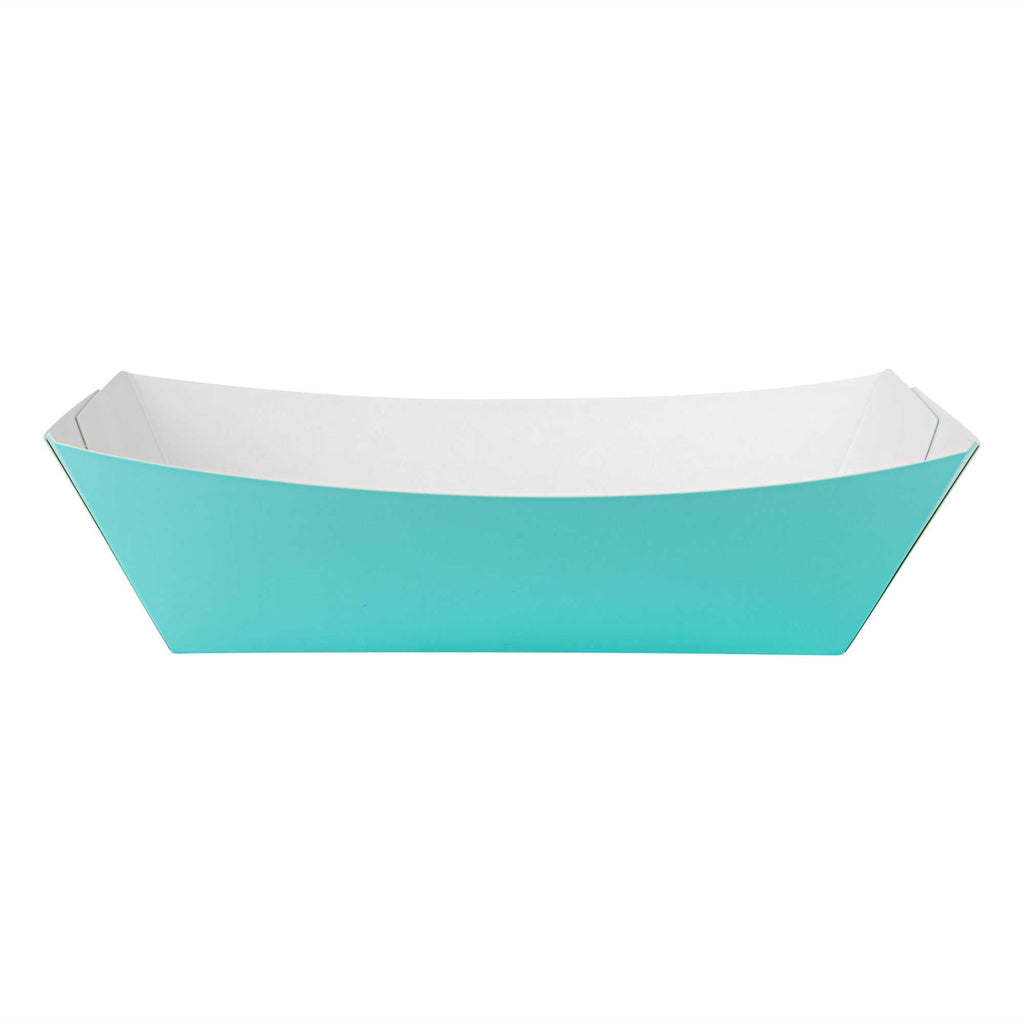 Bio Tek 2 lb Turquoise Paper #200 Food Tray / Boat - 6 1/2" x 3 3/4" x 2 1/4" - 200 count box