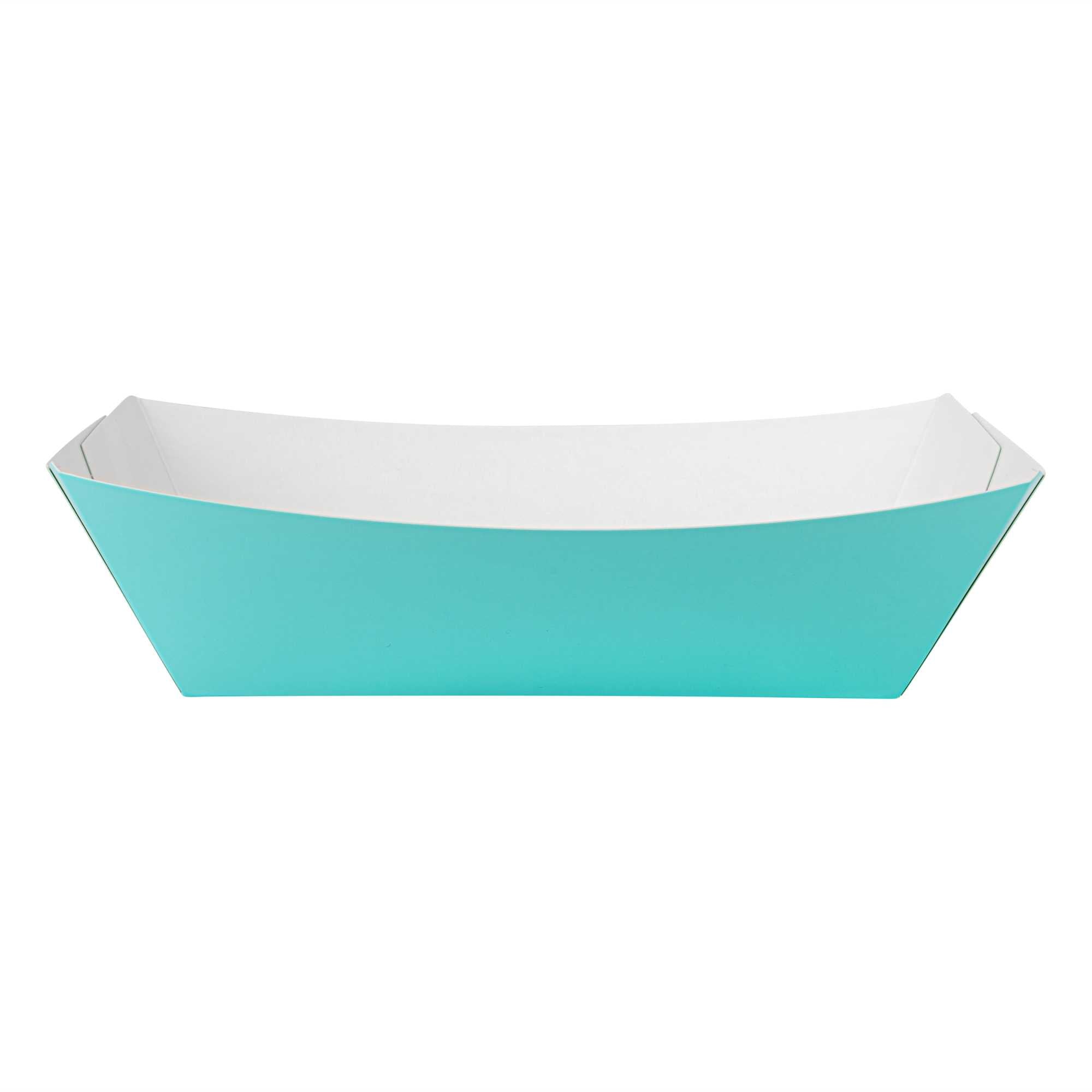 Bio Tek 2 lb Turquoise Paper #200 Food Tray / Boat - 6 1/2" x 3 3/4" x 2 1/4" - 200 count box