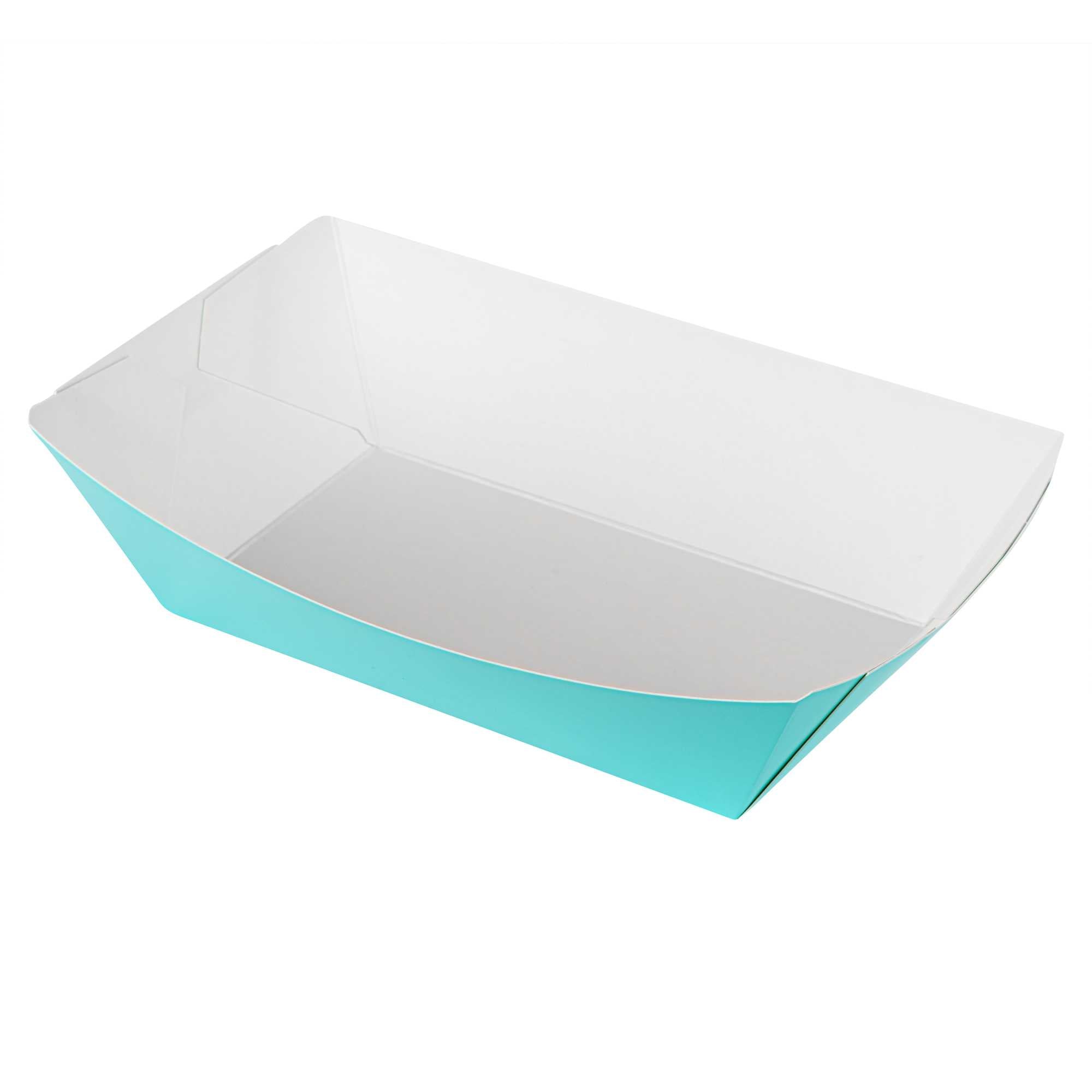 Bio Tek 2 lb Turquoise Paper #200 Food Tray / Boat - 6 1/2" x 3 3/4" x 2 1/4" - 200 count box