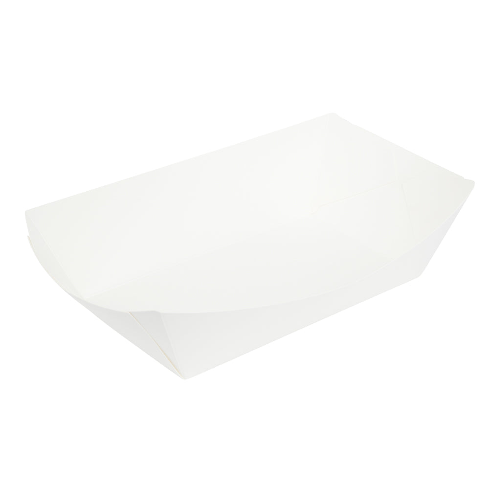 Bio Tek 2 lb White Paper #200 Food Tray / Boat - 6 1/2" x 3 3/4" x 2 1/4" - 50 count box