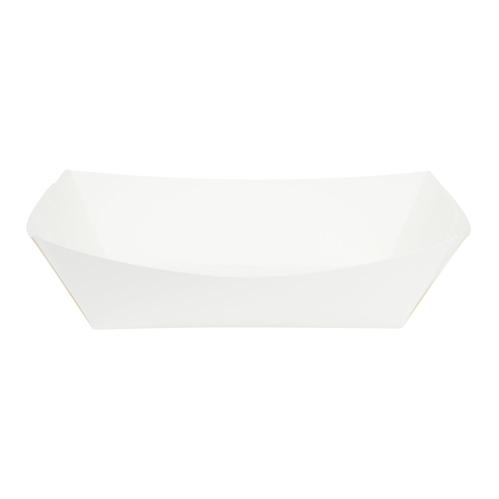 Bio Tek 2 lb White Paper #200 Food Tray / Boat - 6 1/2" x 3 3/4" x 2 1/4" - 200 count box