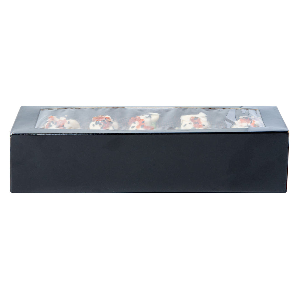 Sakura Vision Black Paper Medium Window Sushi Box - 8" x 3 1/2" x 1 3/4" - 50 count box
