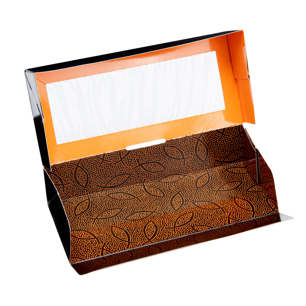 Sakura Vision Black Paper Medium Window Sushi Box - 8" x 3 1/2" x 1 3/4" - 50 count box