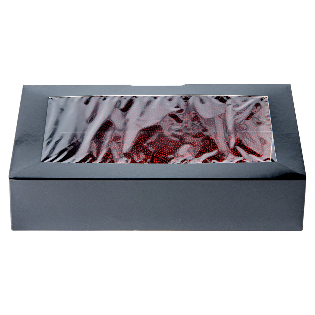 Sakura Vision Black Paper Large Window Sushi Box - 8" x 4 3/4" x 1 3/4" - 200 count box