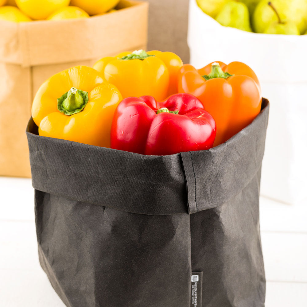 DuraLux Black Paper Washable Bag - 6 1/4" x 6 1/4" x 9 3/4" - 1 count box