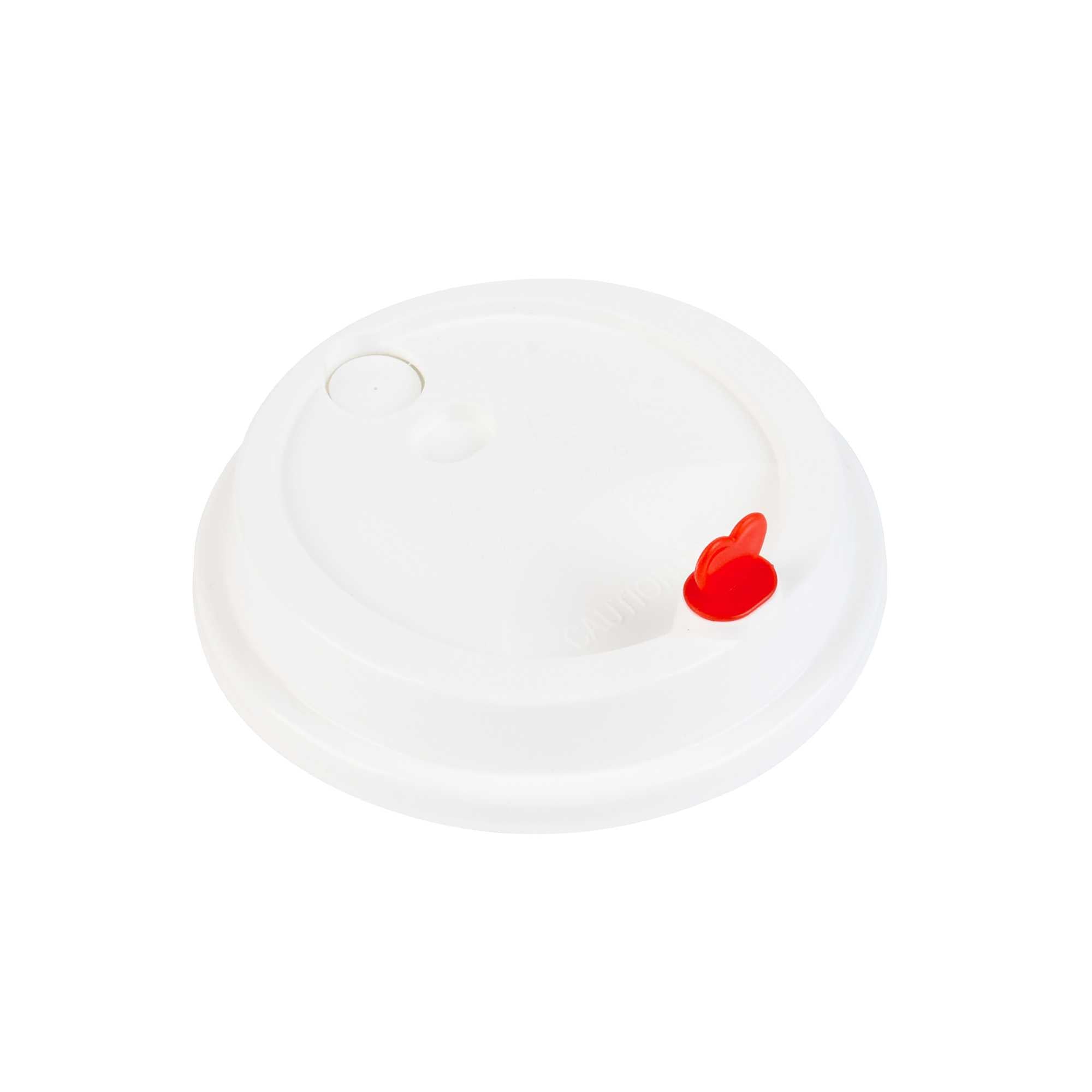 Restpresso White Plastic Coffee Cup Lid - Fits 8, 12, 16 and 20 oz, with Red Heart Plug - 50 count box