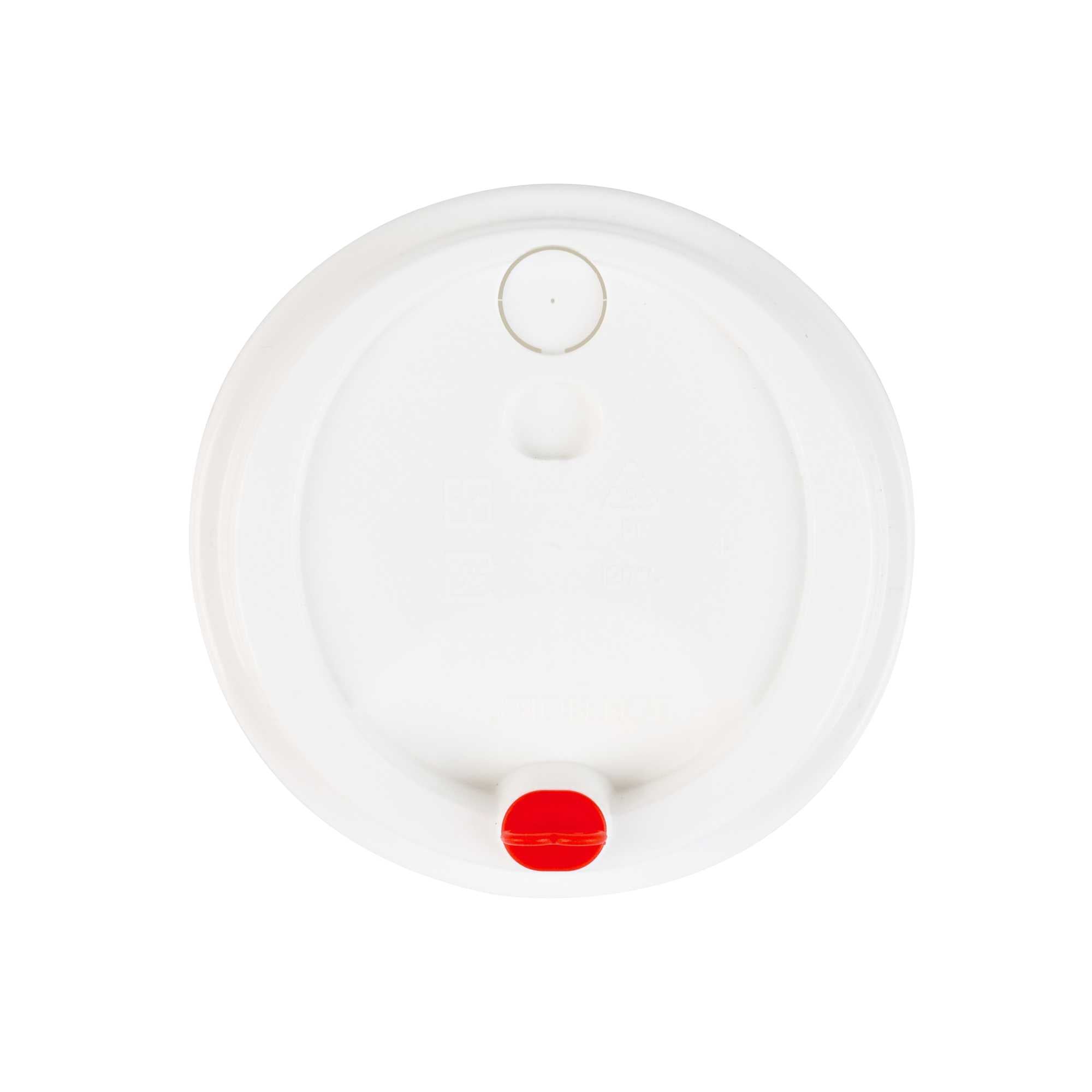 Restpresso White Plastic Coffee Cup Lid - Fits 8, 12, 16 and 20 oz, with Red Heart Plug - 500 count box