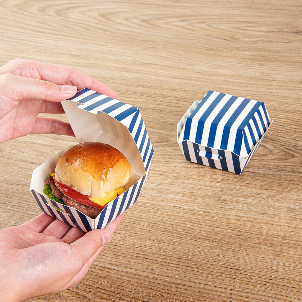 Bio Tek Blue and White Stripe Paper Slider Box - 2 1/2" x 2 1/2" x 2" - 100 count box