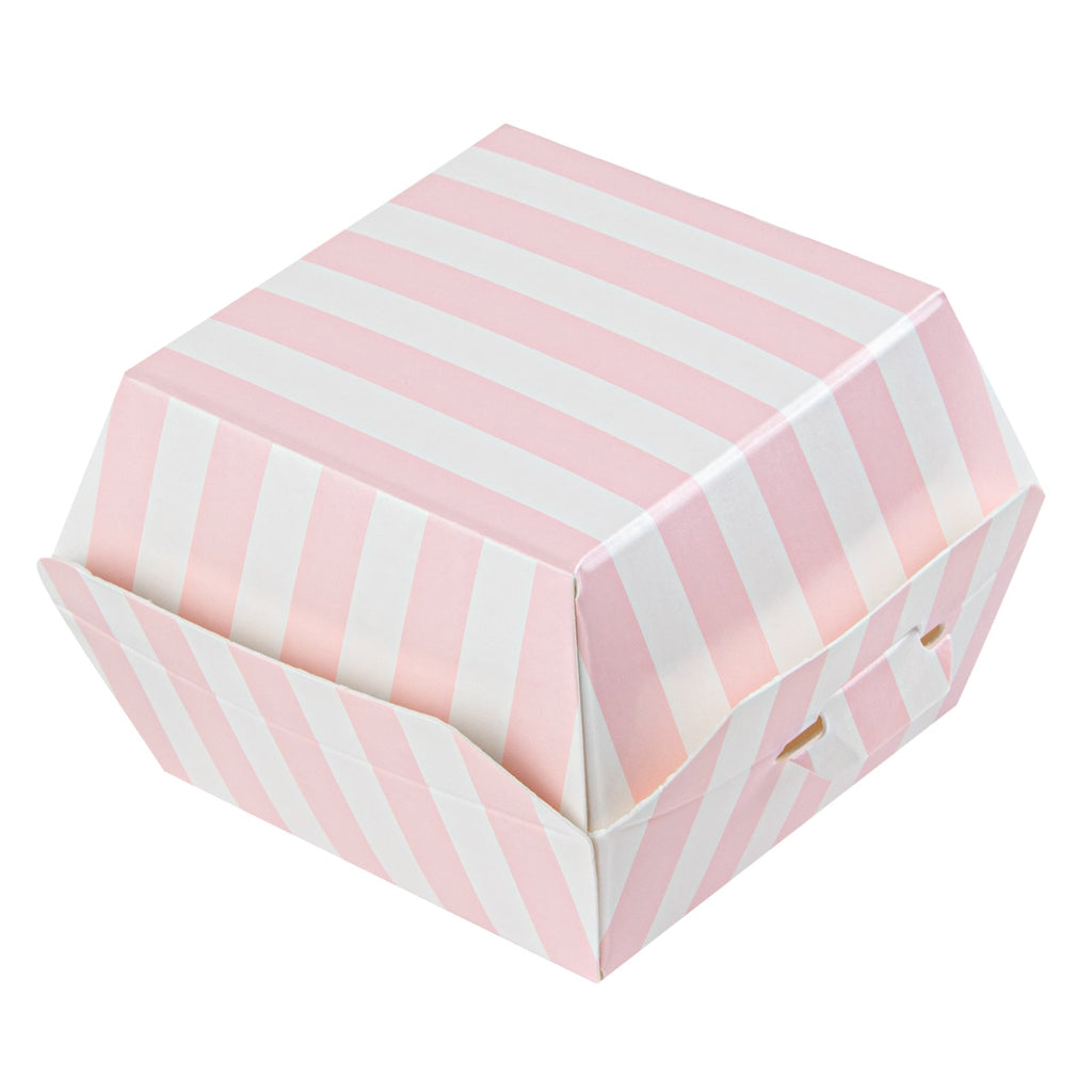 Bio Tek Pink and White Stripe Paper Slider Box - 2 1/2" x 2 1/2" x 2" - 100 count box