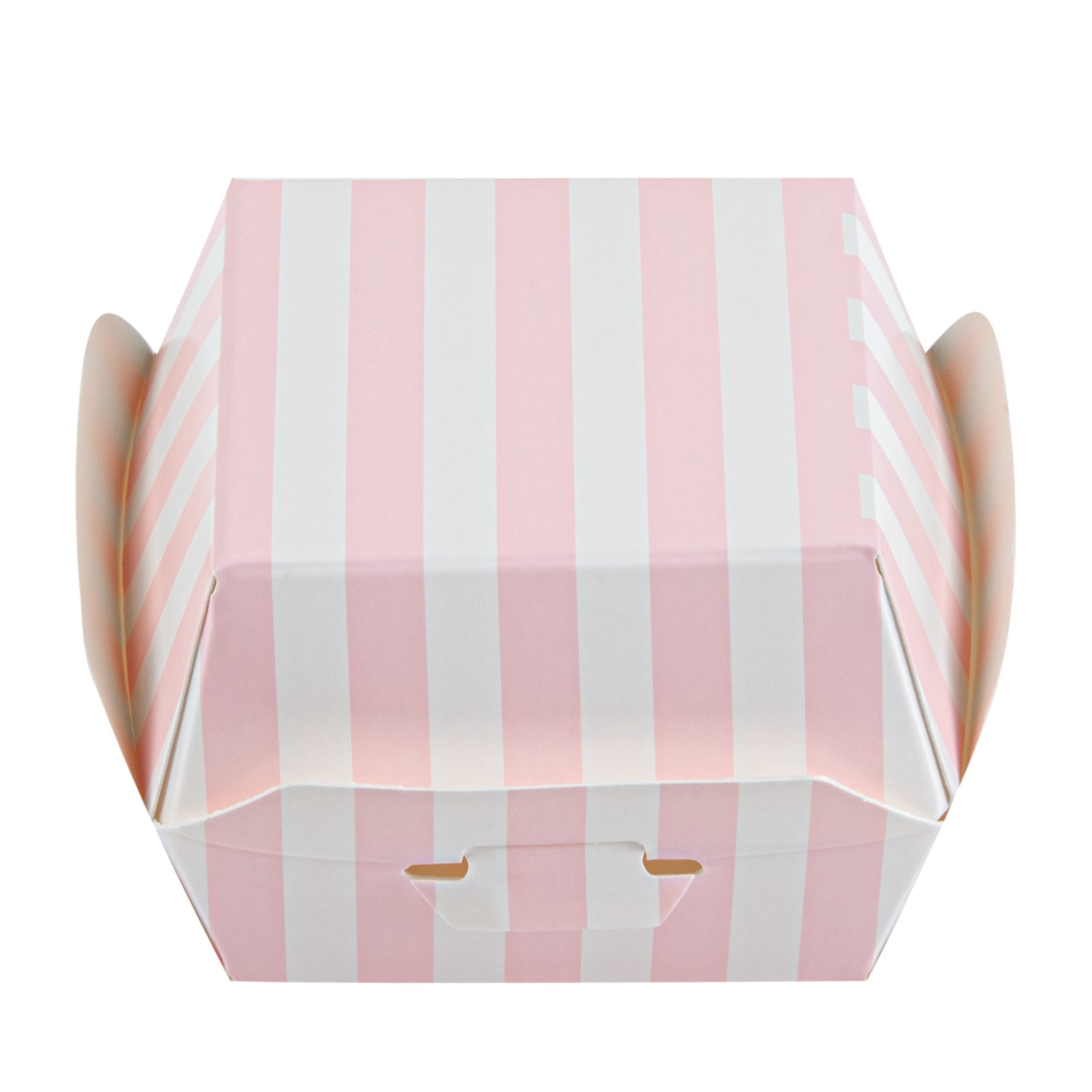 Bio Tek Pink and White Stripe Paper Slider Box - 2 1/2" x 2 1/2" x 2" - 100 count box