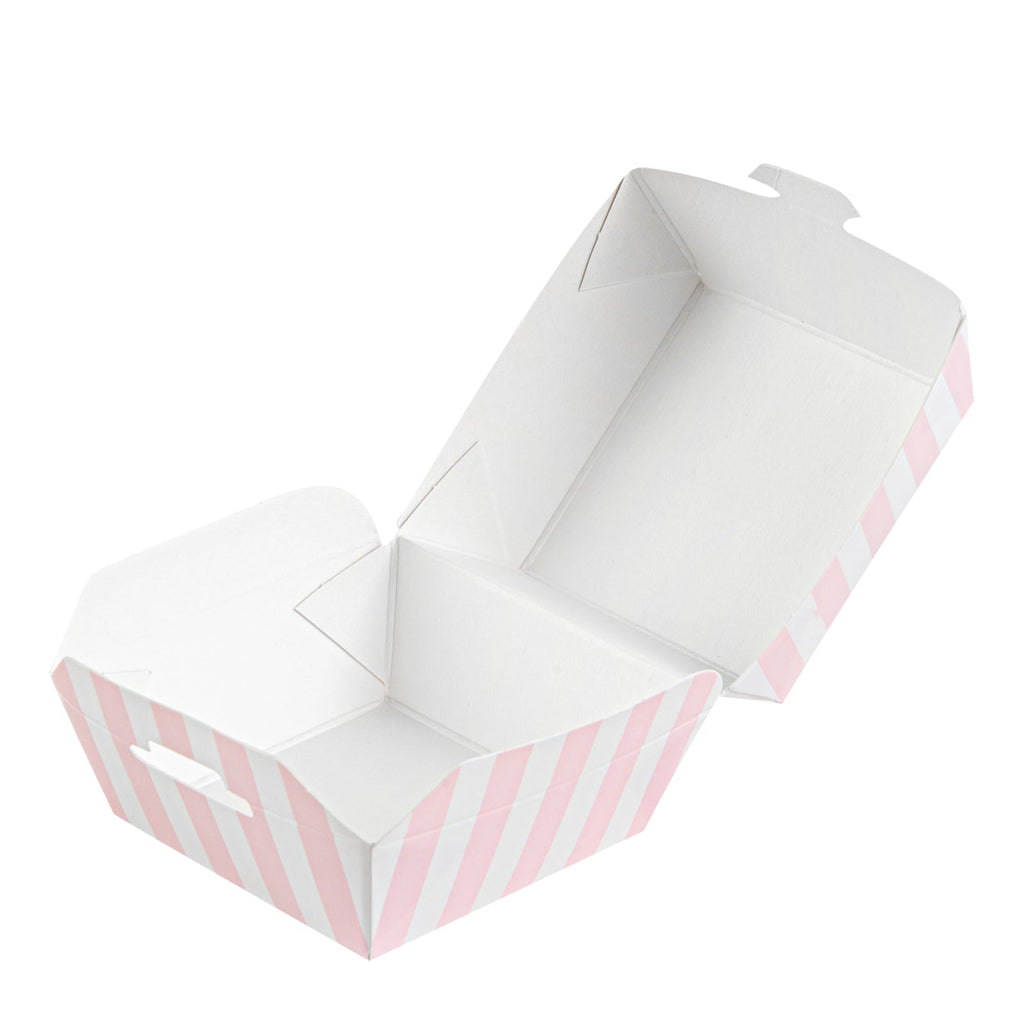 Bio Tek Pink and White Stripe Paper Slider Box - 2 1/2" x 2 1/2" x 2" - 100 count box