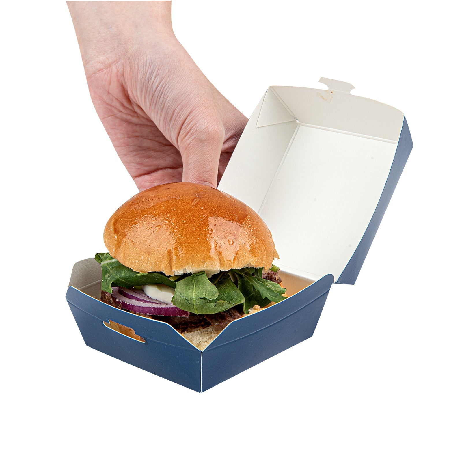 Bio Tek Frenchie Paper Mini Burger Box - 2 3/4" x 2 3/4" x 2" - 100 count box