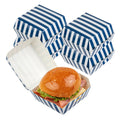 Bio Tek Blue and White Stripe Paper Mini Burger Box - 2 3/4" x 2 3/4" x 2" - 100 count box