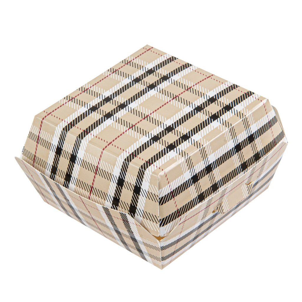 Bio Tek Plaid Paper Mini Burger Box - 2 3/4" x 2 3/4" x 2" - 100 count box