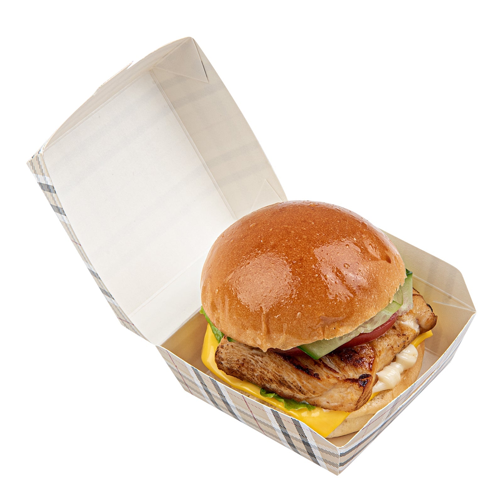 Bio Tek Plaid Paper Mini Burger Box - 2 3/4" x 2 3/4" x 2" - 100 count box