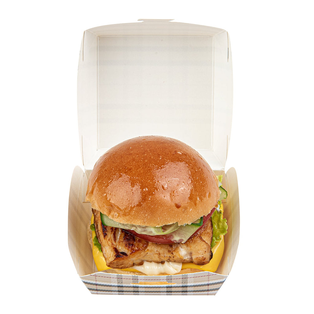 Bio Tek Plaid Paper Mini Burger Box - 2 3/4" x 2 3/4" x 2" - 100 count box